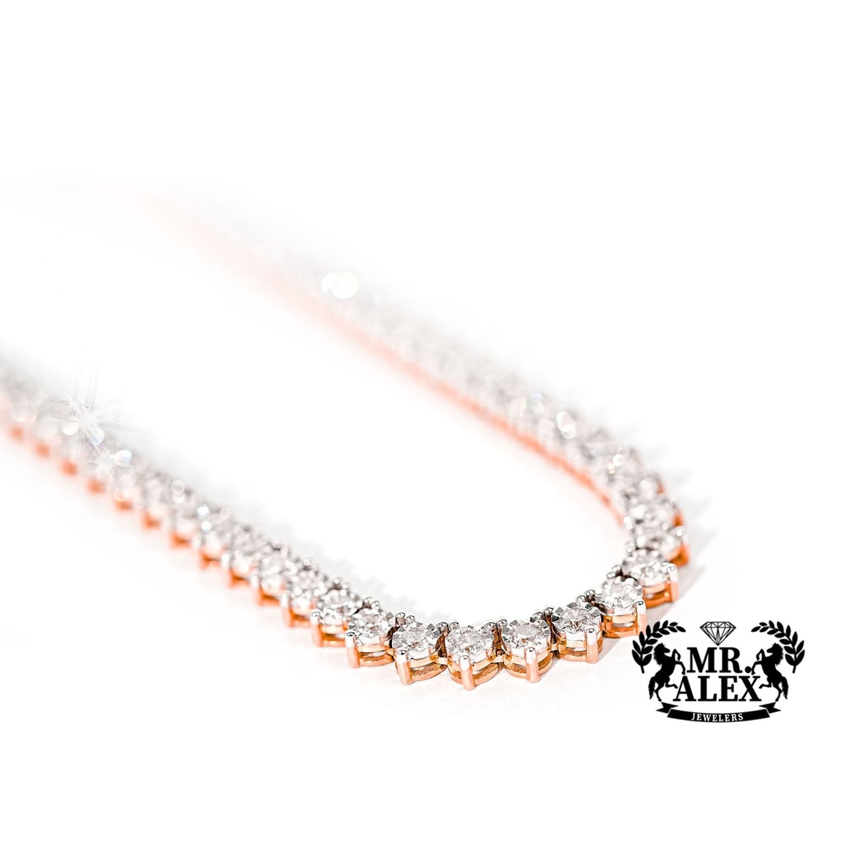 10k Diamond Tennis Necklace Solid 3.8mm 3.75ct - Mr. Alex Jewelry