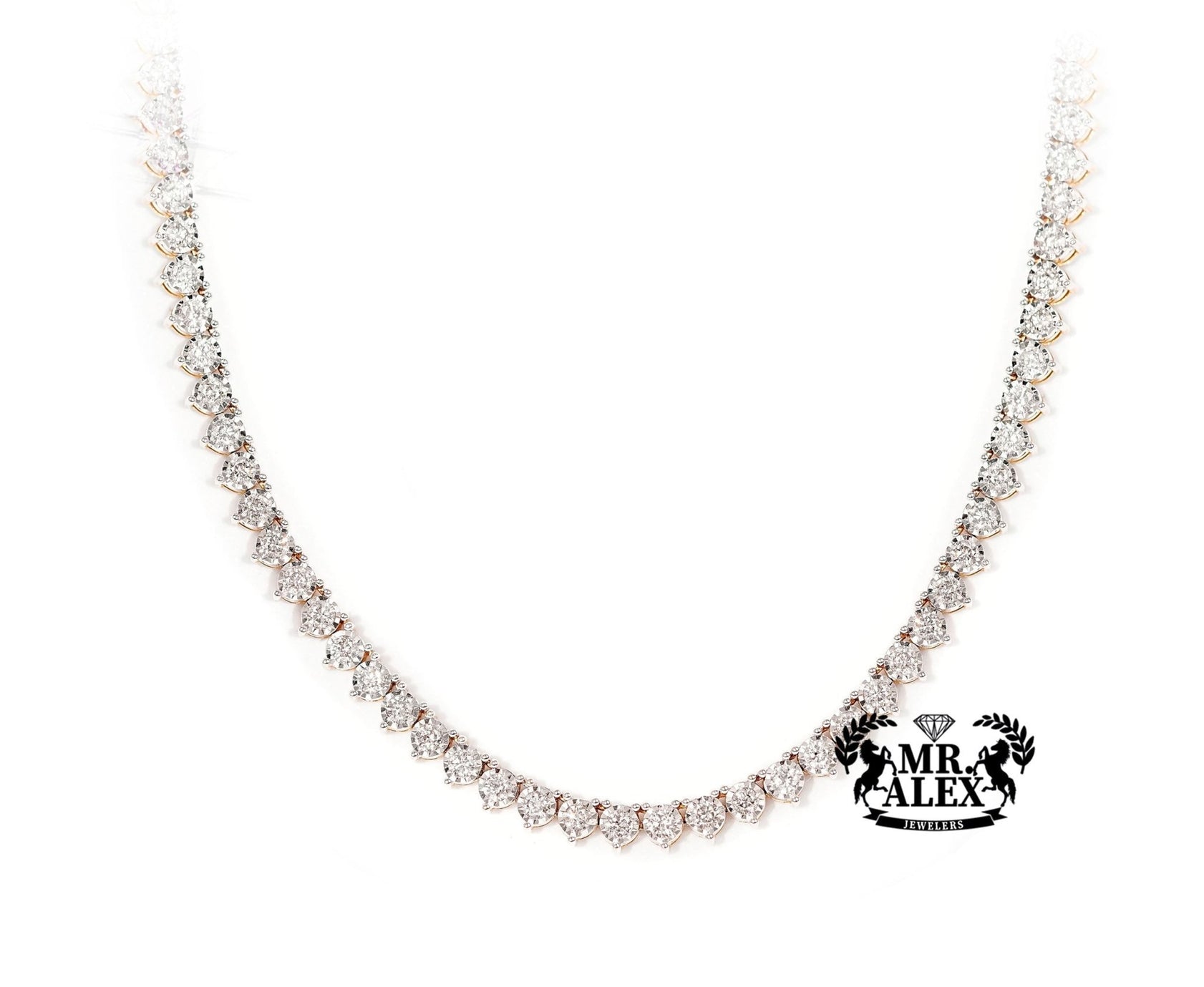 10k Diamond Tennis Necklace Solid 3.8mm 3.75ct - Mr. Alex Jewelry
