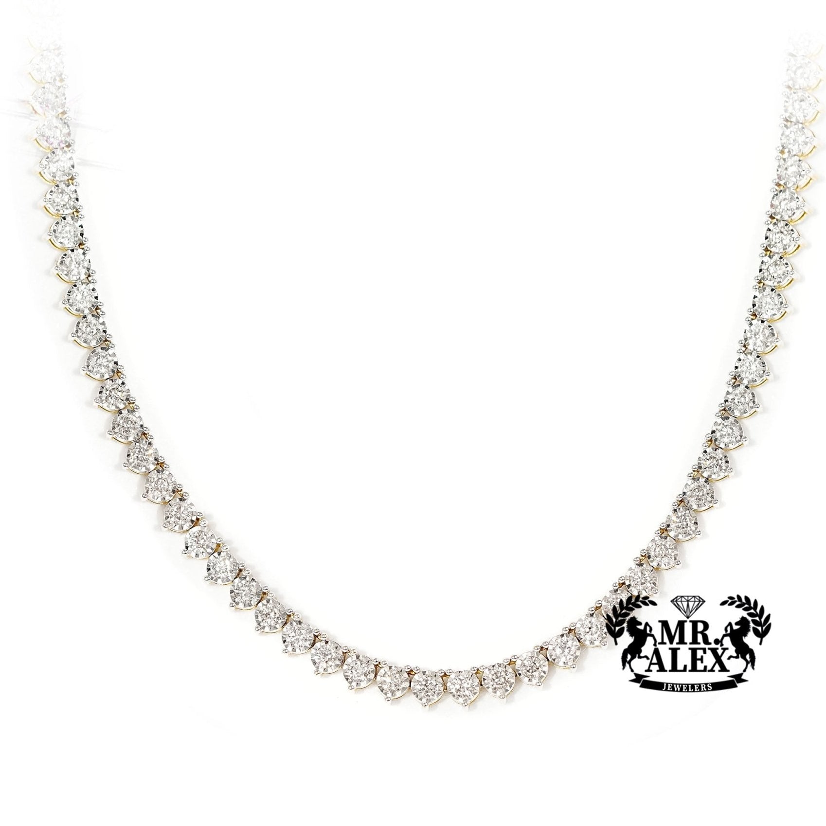 10k Diamond Tennis Necklace Solid 4.5mm 7.60ct - Mr. Alex Jewelry