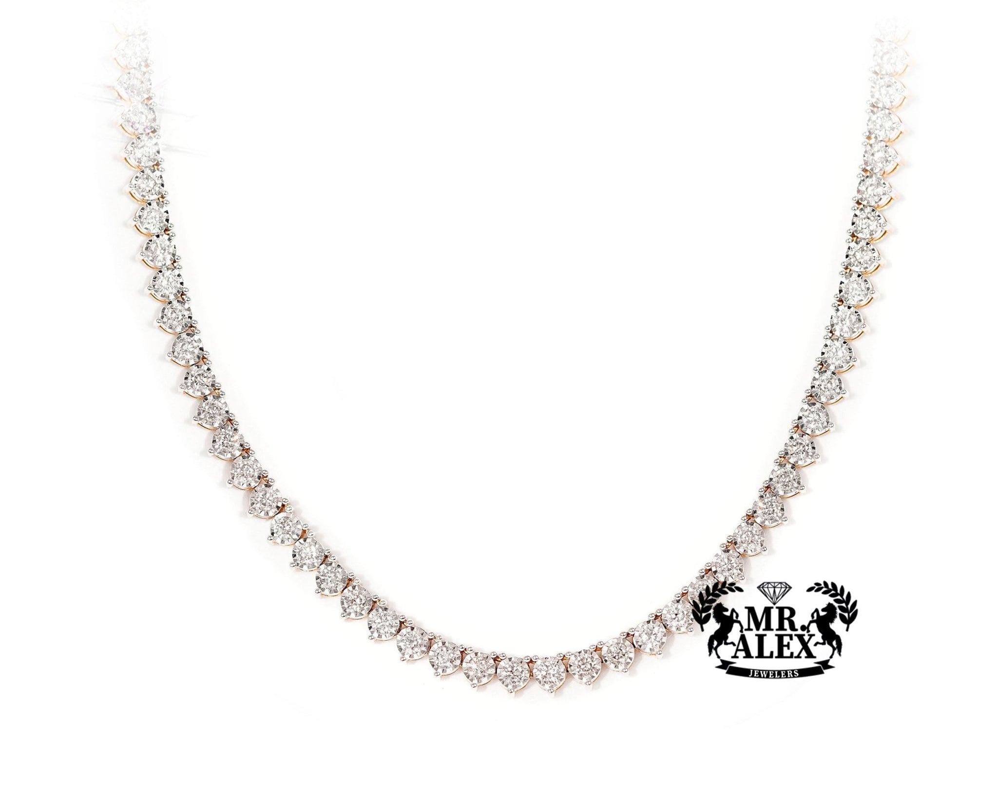 10k Diamond Tennis Necklace Solid 4.5mm 7.60ct - Mr. Alex Jewelry