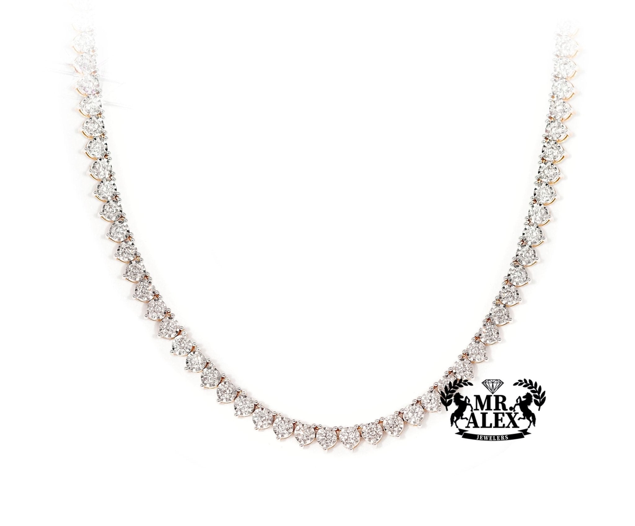 10k Diamond Tennis Necklace Solid 4.5mm 7.60ct - Mr. Alex Jewelry
