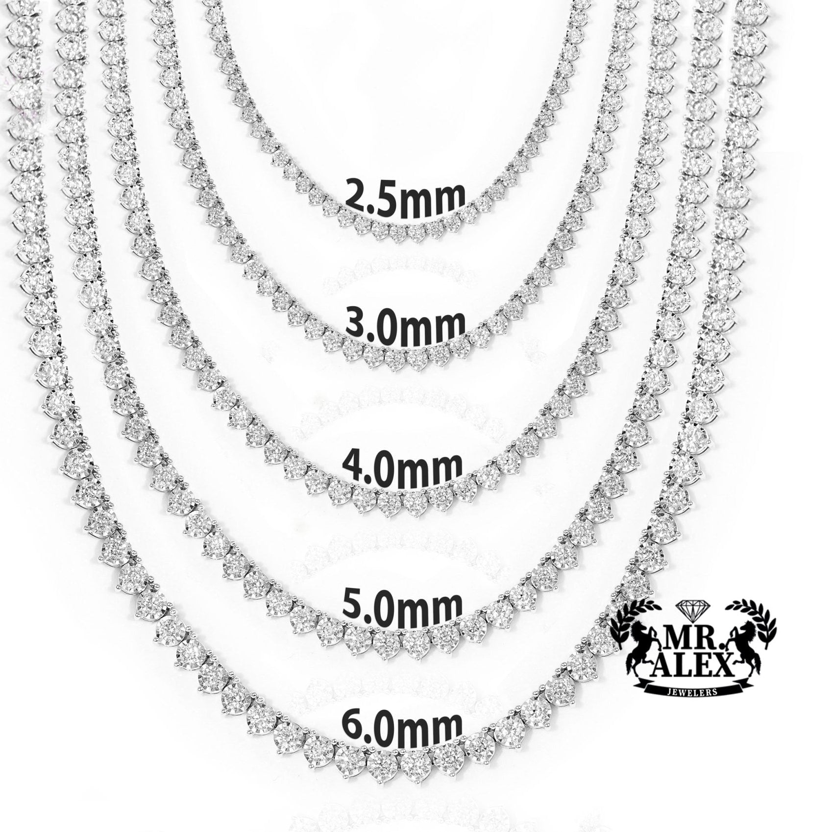 10k Diamond Tennis Necklace Solid 4.5mm 7.60ct - Mr. Alex Jewelry