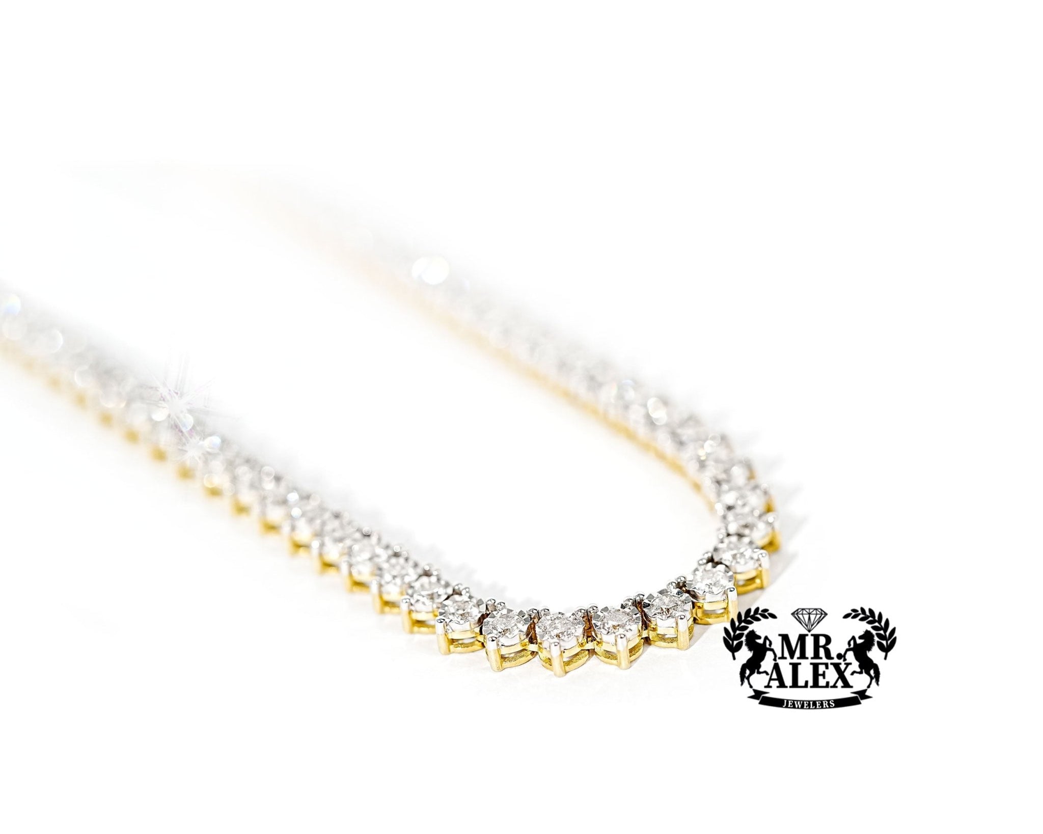 10k Diamond Tennis Necklace Solid 4.5mm 7.60ct - Mr. Alex Jewelry