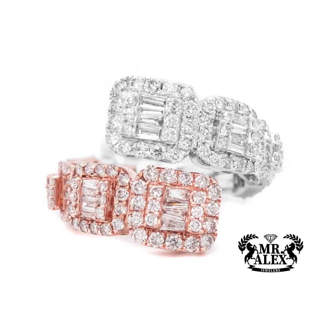 10k Double Square Baguette Diamond Ring 2.35ct - Mr. Alex Jewelry