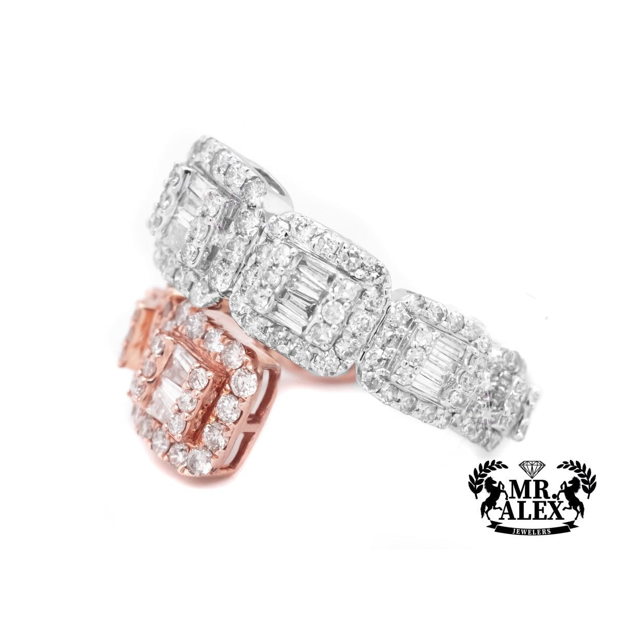 10k Double Square Baguette Diamond Ring 2.35ct - Mr. Alex Jewelry