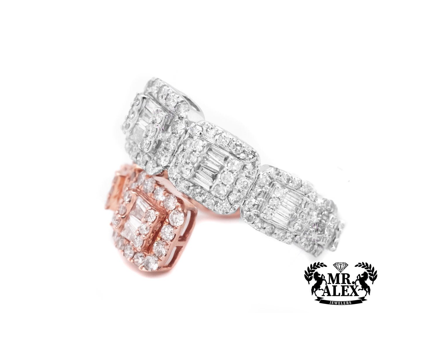 10k Double Square Baguette Diamond Ring 2.35ct - Mr. Alex Jewelry