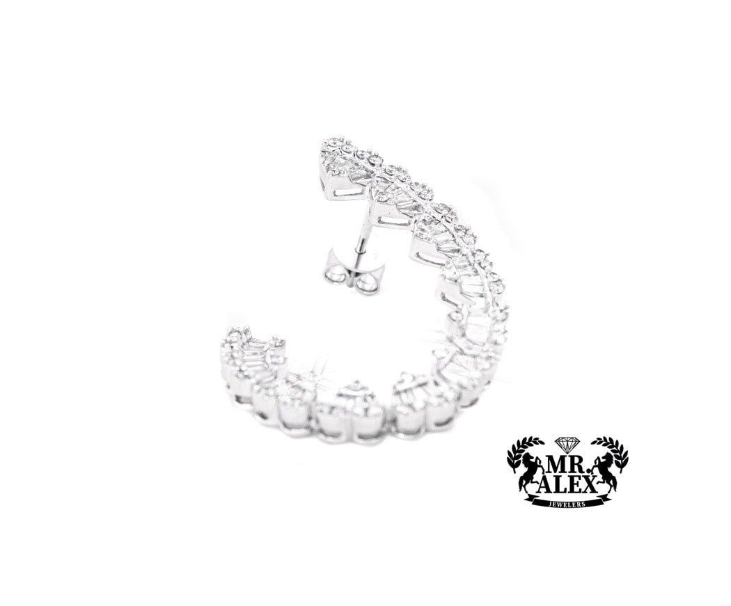 10k Earrings J Shape in hearts 1.90ct - Mr. Alex Jewelry