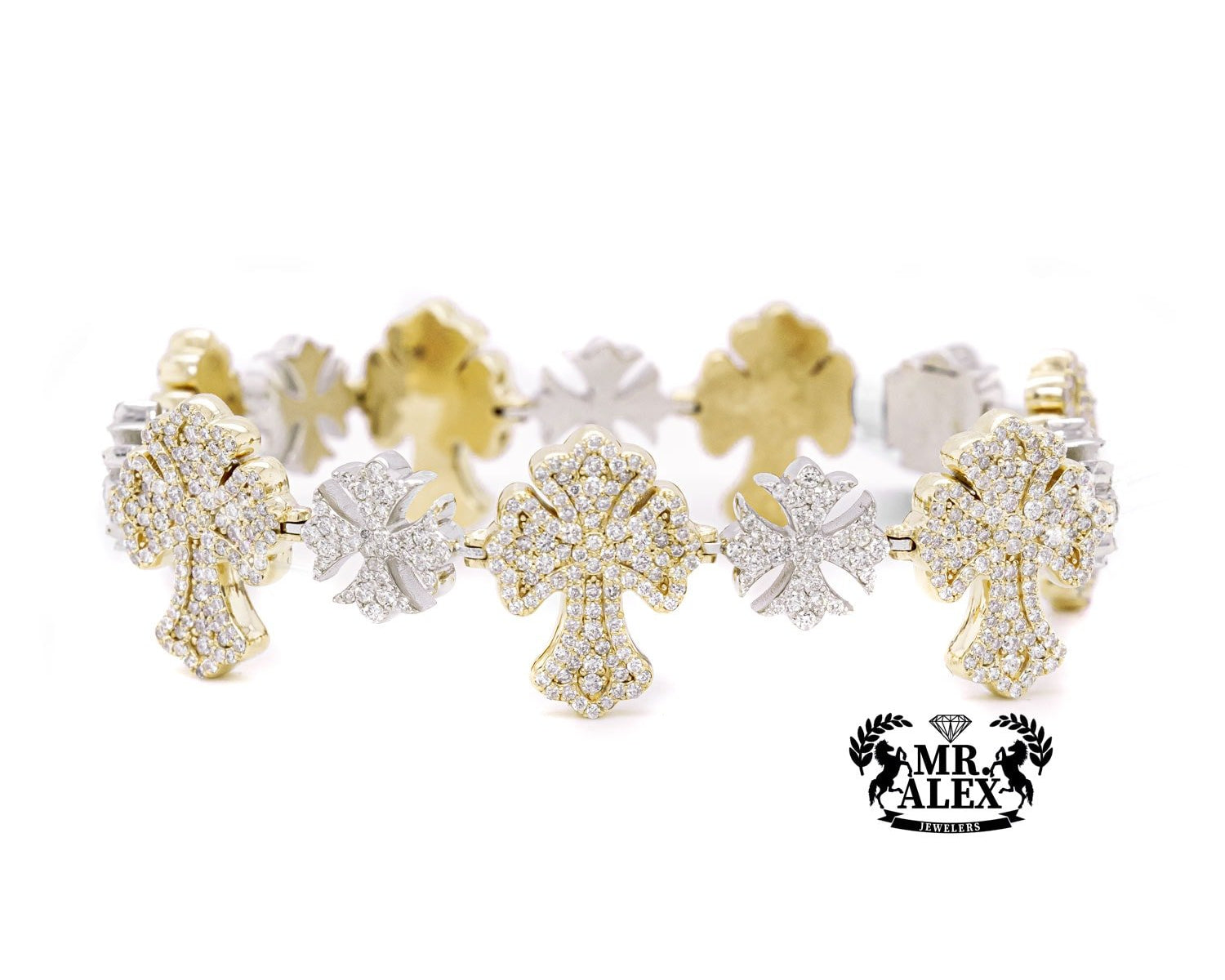 10k Fleury Cross Diamond Bracelet 7.85ct - Mr. Alex Jewelry