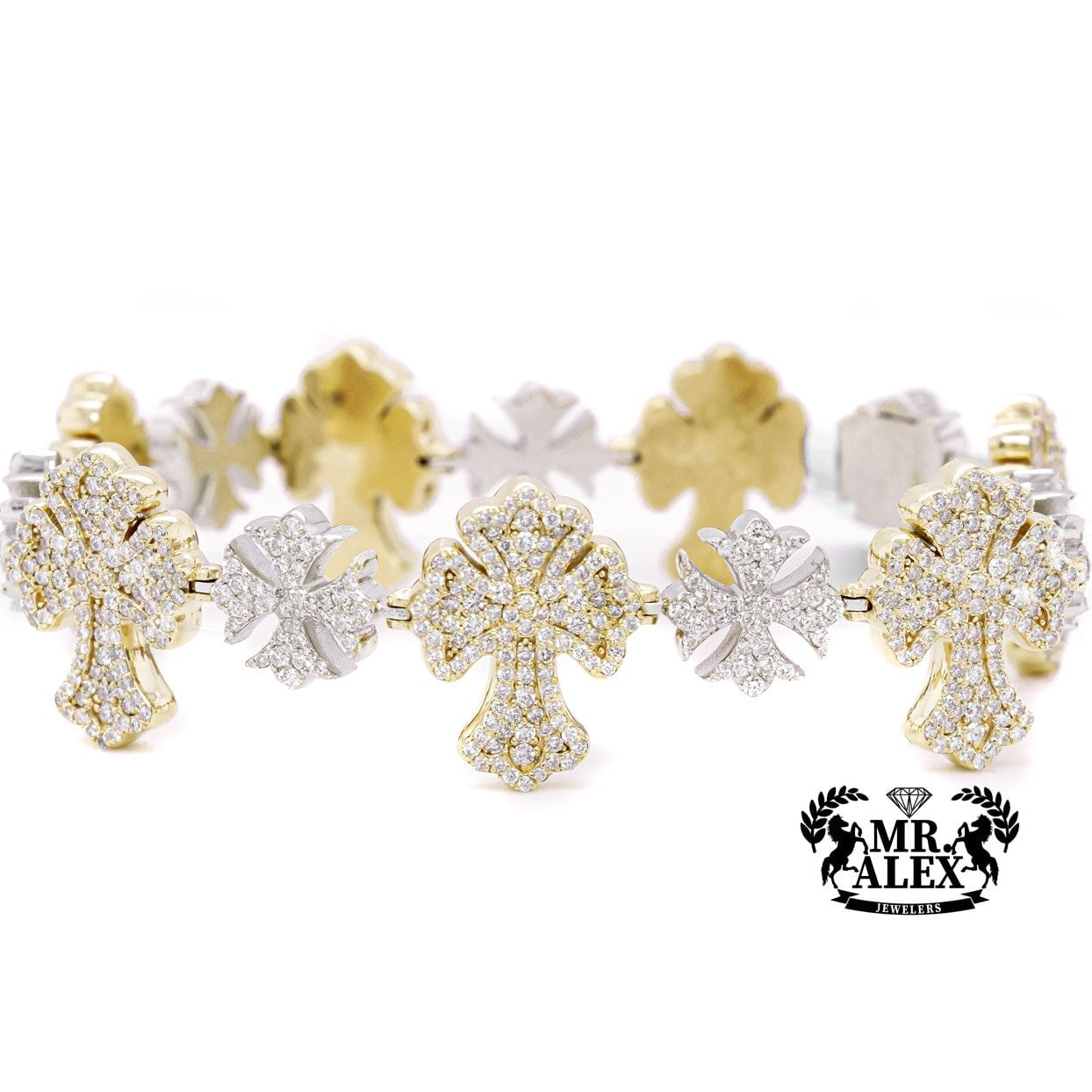 10k Fleury Cross Diamond Bracelet 7.85ct - Mr. Alex Jewelry