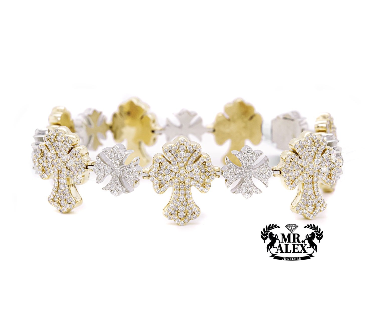 10k Fleury Cross Diamond Bracelet 7.85ct - Mr. Alex Jewelry