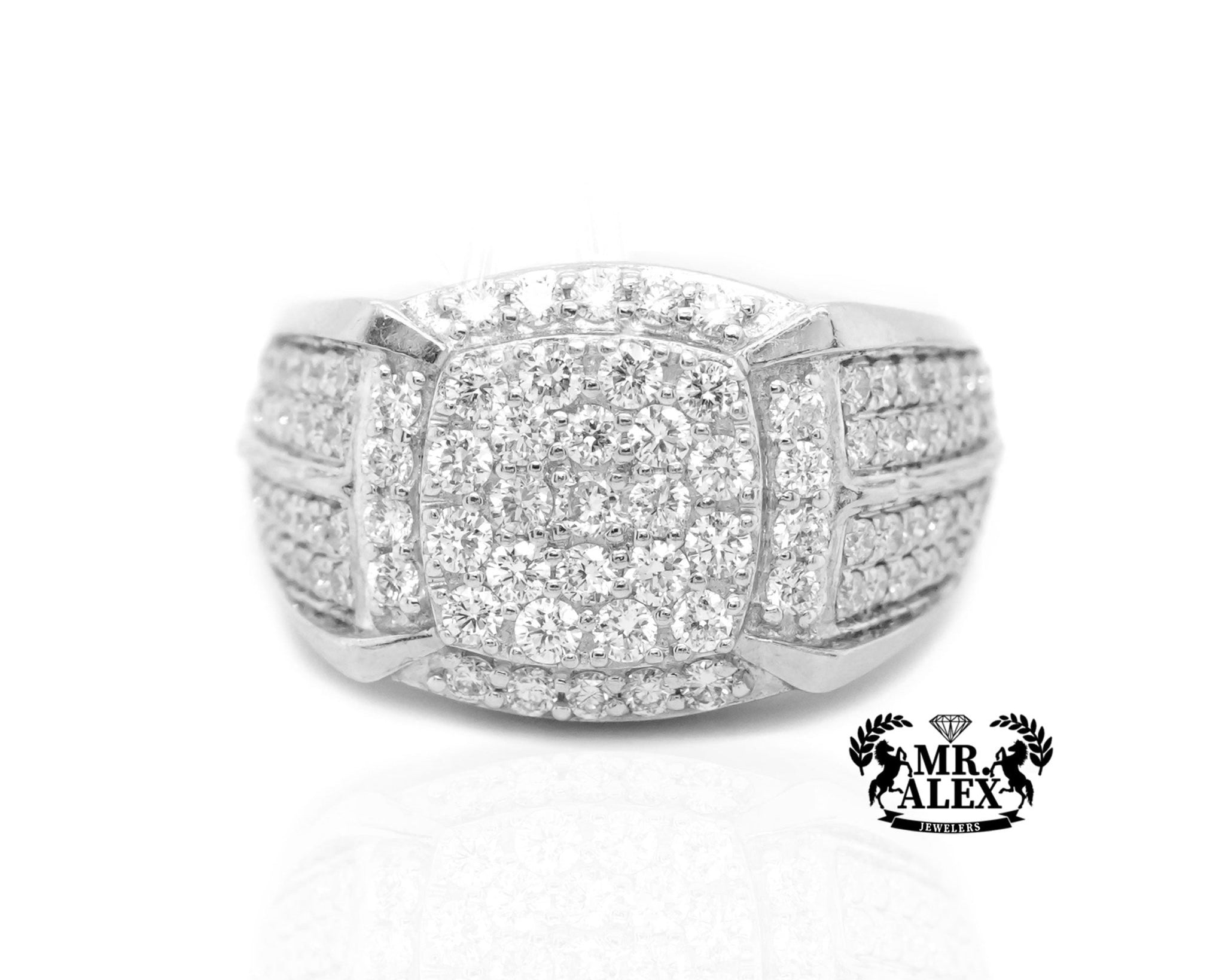 10K Gold Bold Rectangle Men's Diamond Ring 2.50ct - Mr. Alex Jewelry