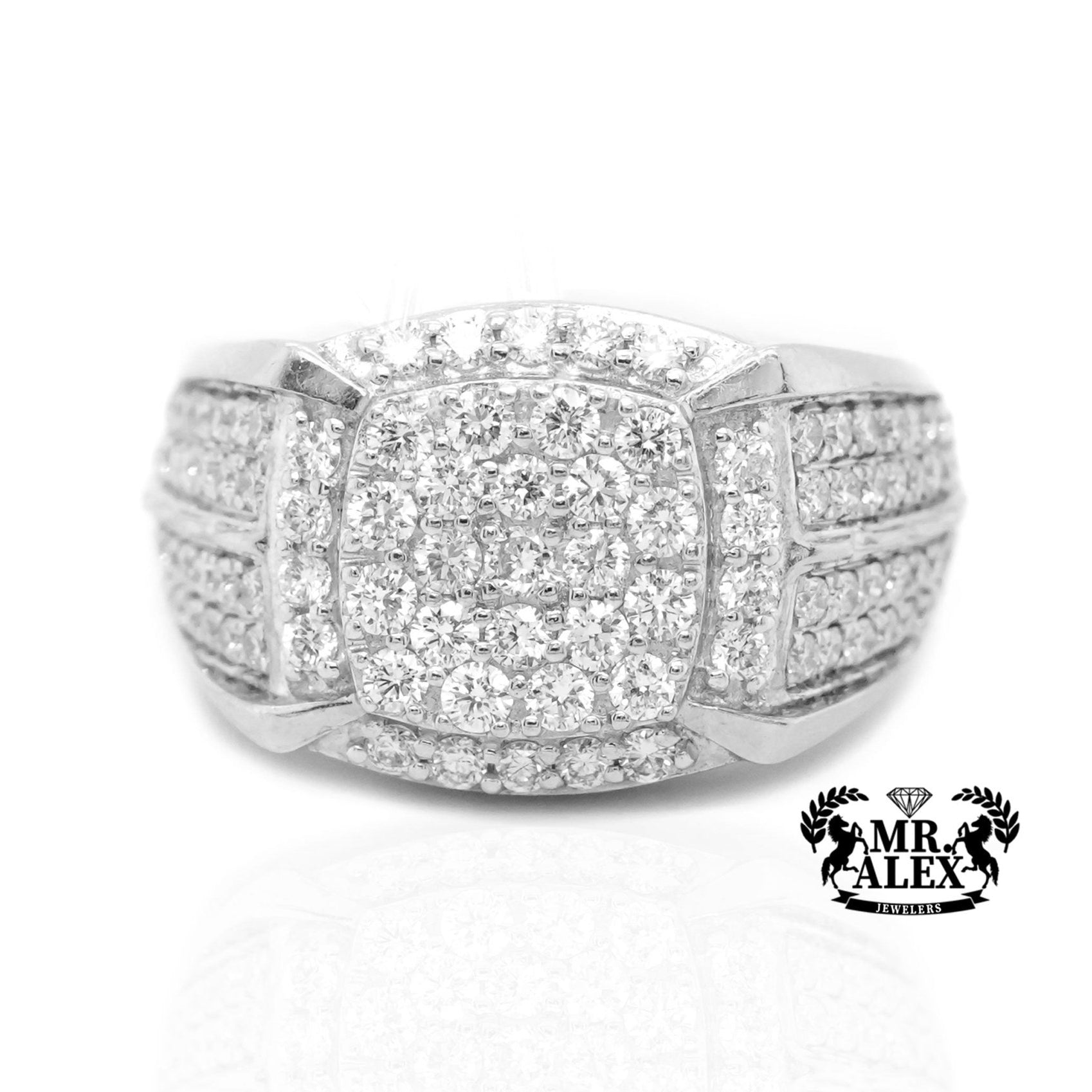 10K Gold Bold Rectangle Men's Diamond Ring 2.50ct - Mr. Alex Jewelry