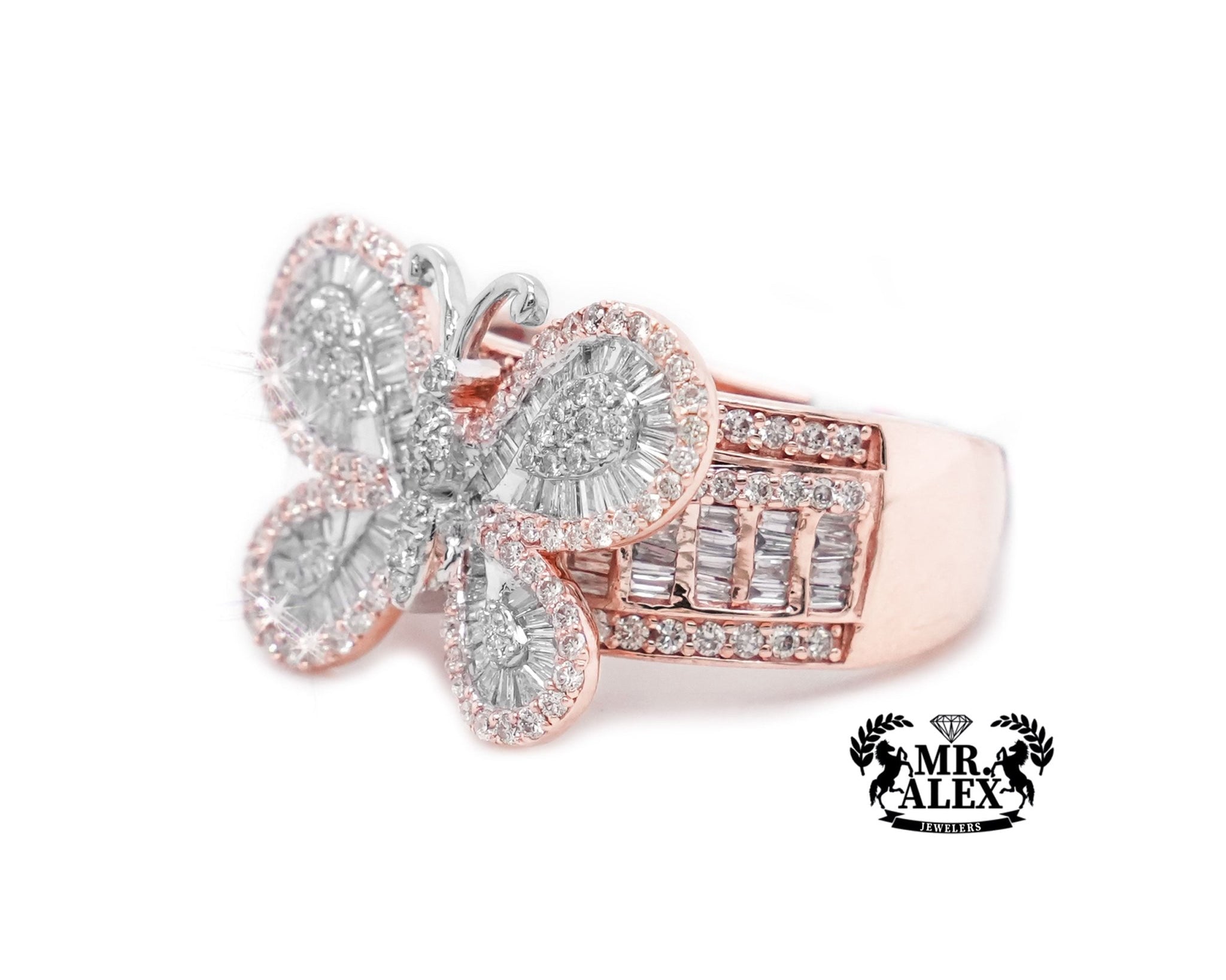 10K Gold Butterfly Elegance Diamond Ring 1.65ct - Mr. Alex Jewelry
