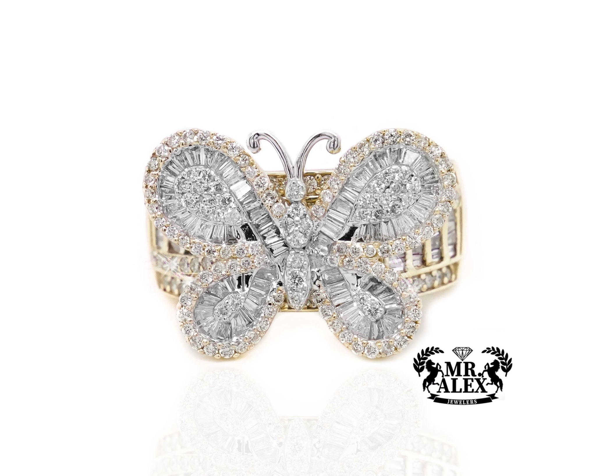 10K Gold Butterfly Elegance Diamond Ring 1.65ct - Mr. Alex Jewelry