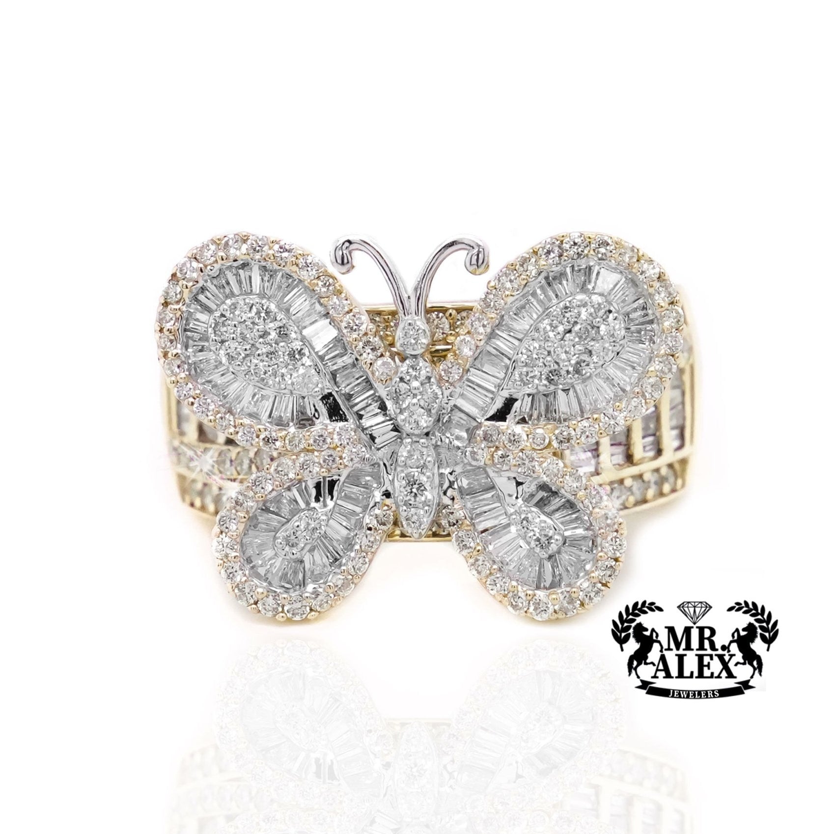 10K Gold Butterfly Elegance Diamond Ring 1.65ct - Mr. Alex Jewelry