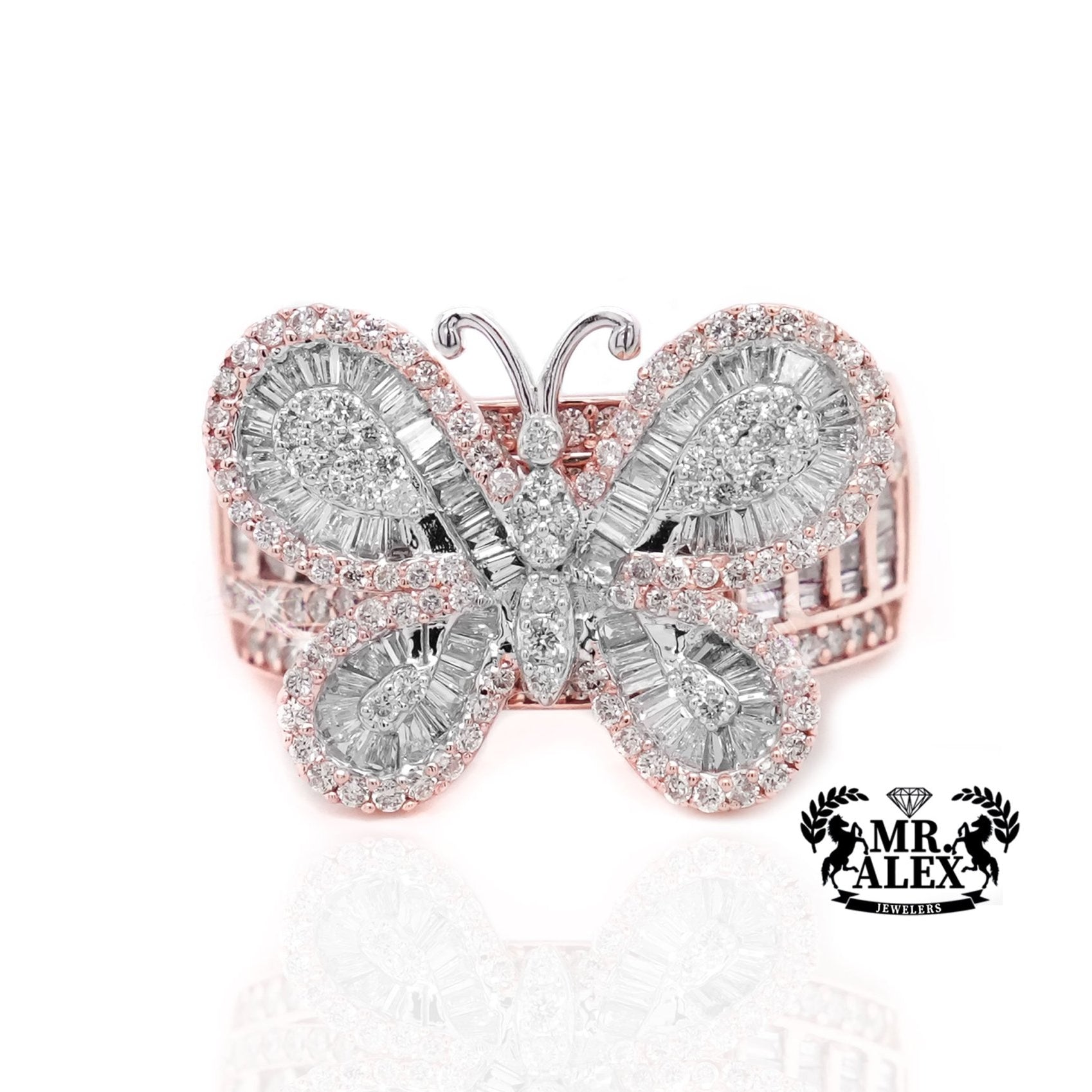 10K Gold Butterfly Elegance Diamond Ring 1.65ct - Mr. Alex Jewelry