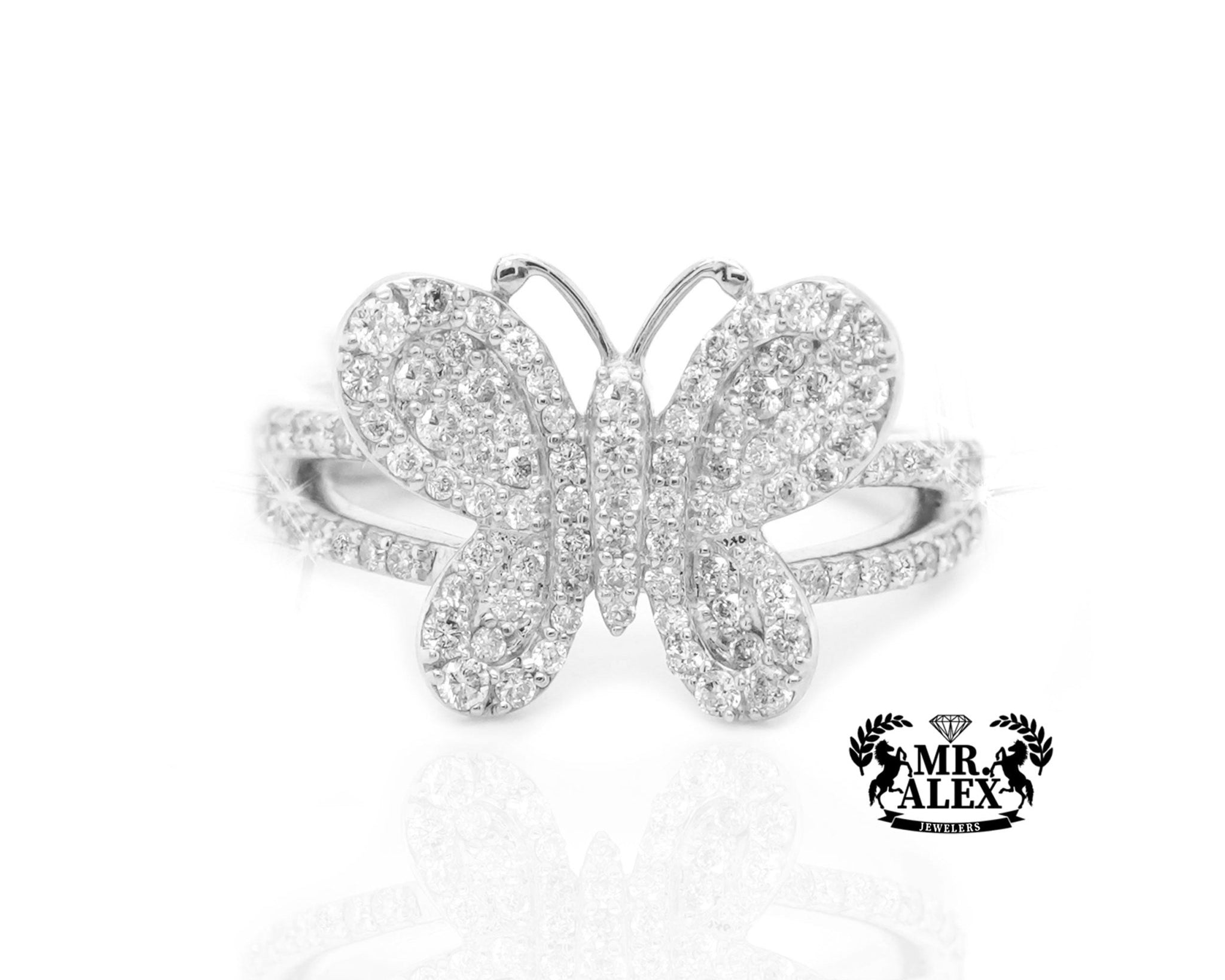 10K Gold Butterfly Ring with Diamond Accents 0.80ct - Mr. Alex Jewelry