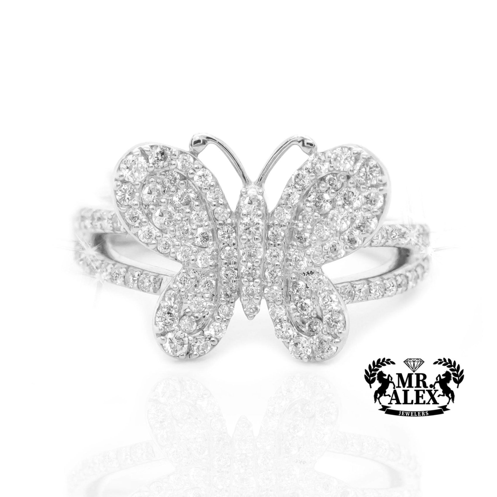 10K Gold Butterfly Ring with Diamond Accents 0.80ct - Mr. Alex Jewelry
