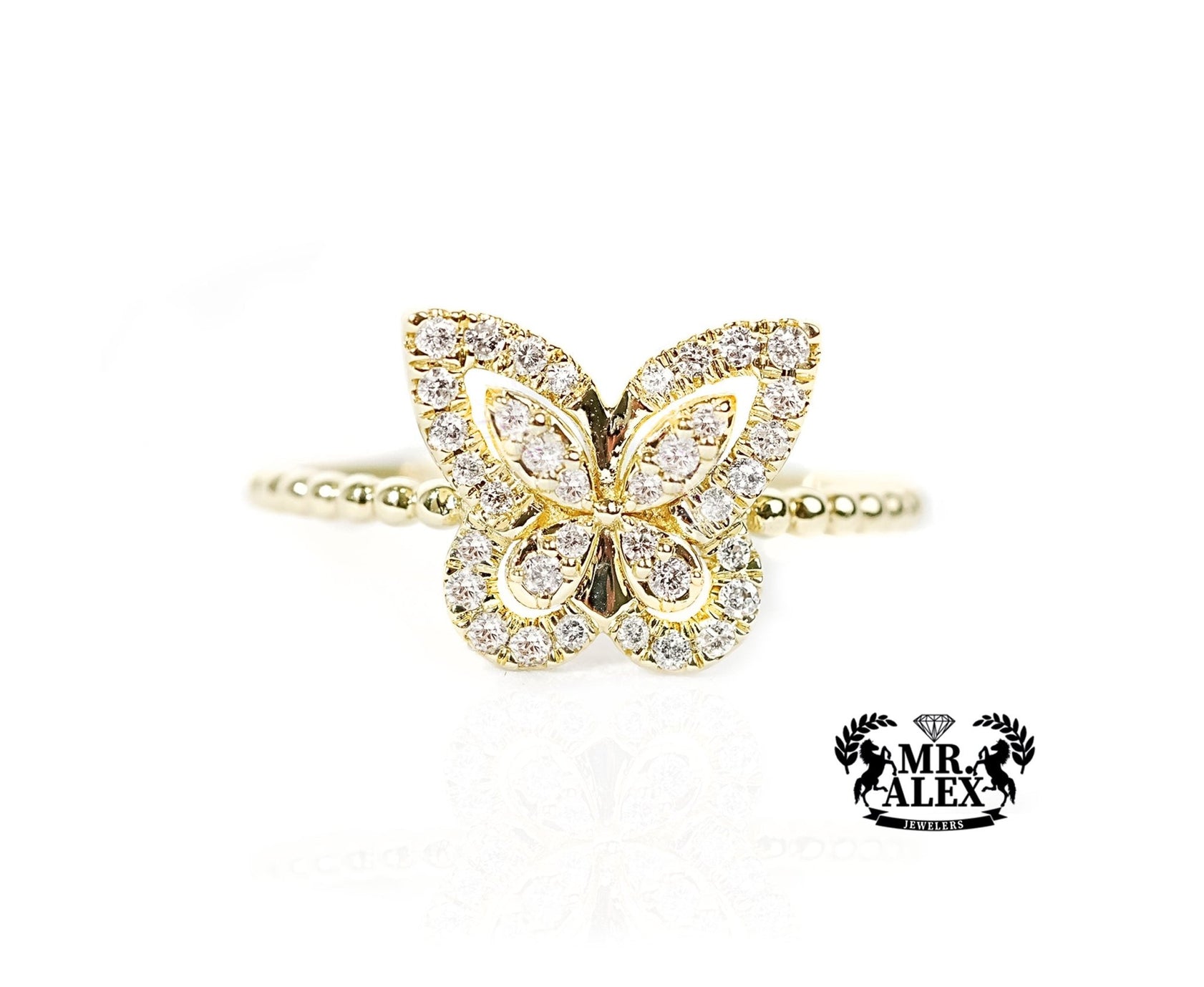 10k Gold Butterfly Whispers Diamond Ring 0.25ct - Mr. Alex Jewelry