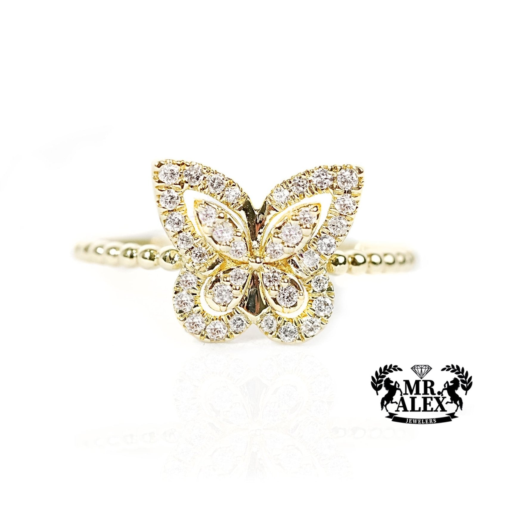 10k Gold Butterfly Whispers Diamond Ring 0.25ct - Mr. Alex Jewelry