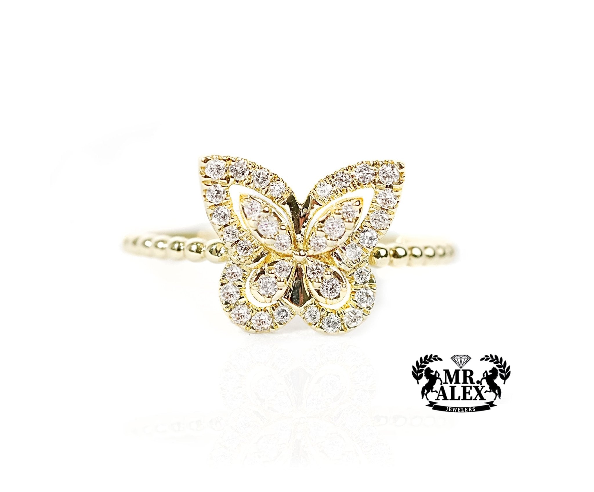 10k Gold Butterfly Whispers Diamond Ring 0.25ct - Mr. Alex Jewelry
