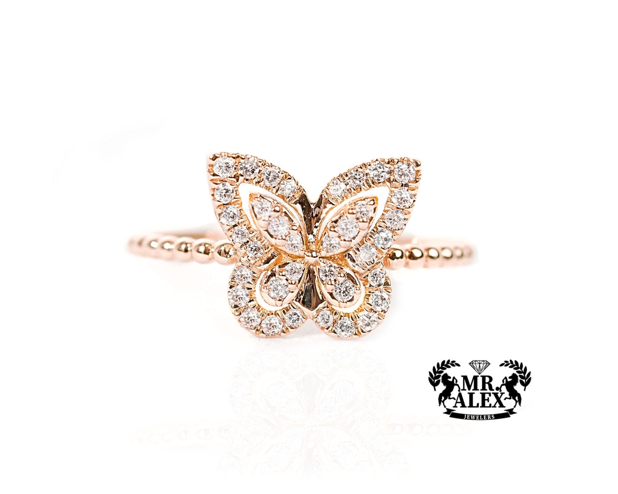 10k Gold Butterfly Whispers Diamond Ring 0.25ct - Mr. Alex Jewelry