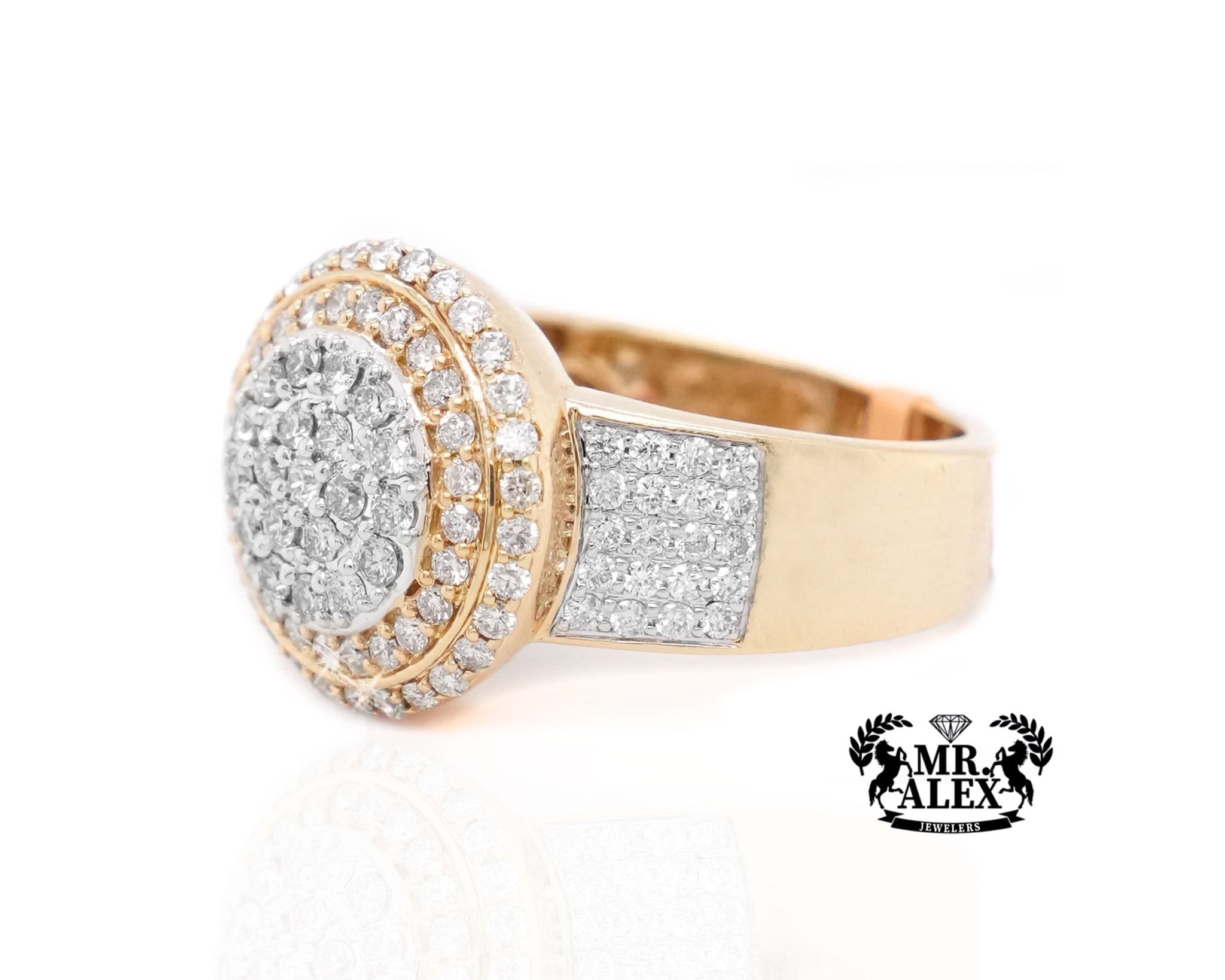 10K Gold Circular Brilliance Men's Diamond Ring 1.50ct - Mr. Alex Jewelry