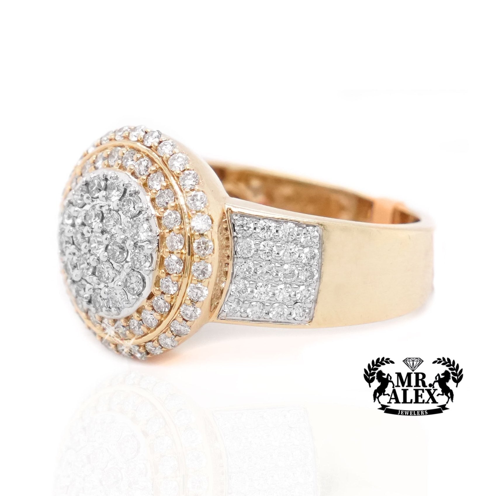 10K Gold Circular Brilliance Men's Diamond Ring 1.50ct - Mr. Alex Jewelry