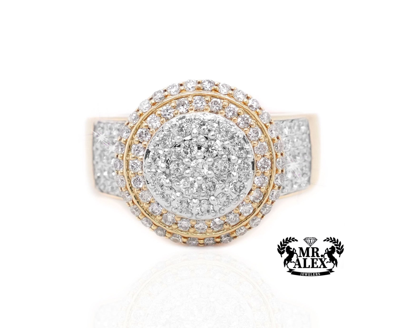10K Gold Circular Brilliance Men's Diamond Ring 1.50ct - Mr. Alex Jewelry