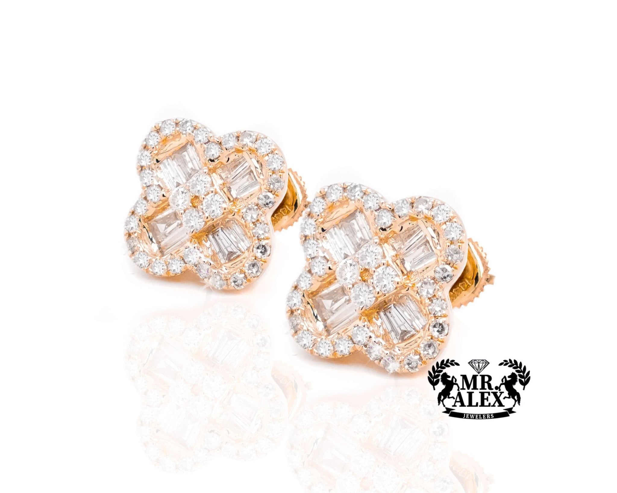 10K Gold Clover Brilliance Diamond Earrings - Mr. Alex Jewelry