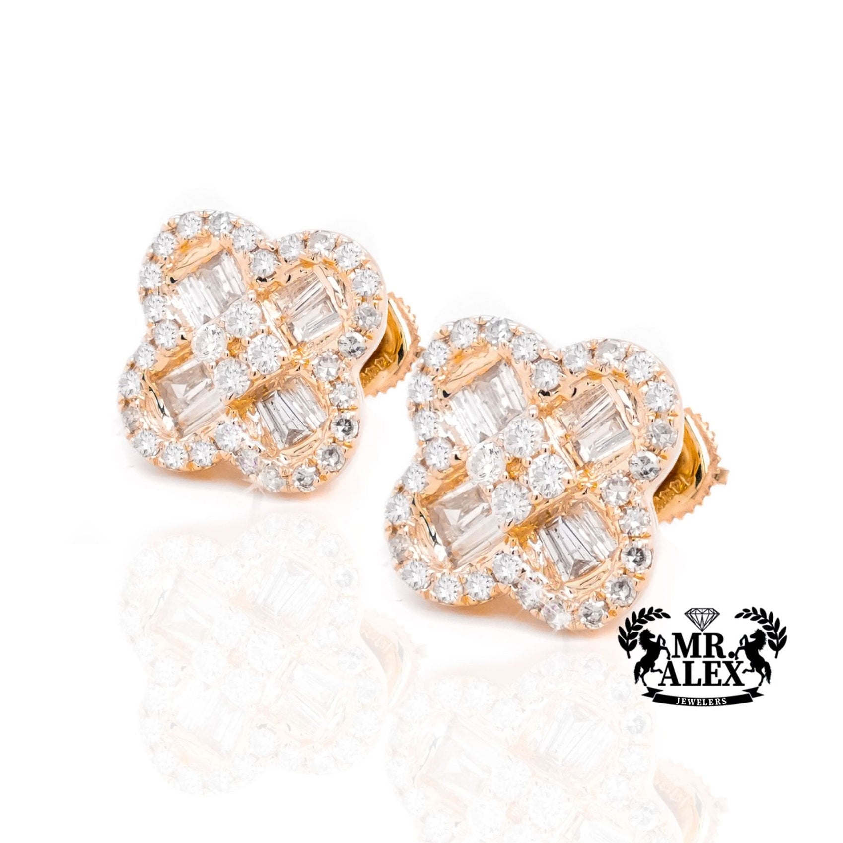 10K Gold Clover Brilliance Diamond Earrings - Mr. Alex Jewelry