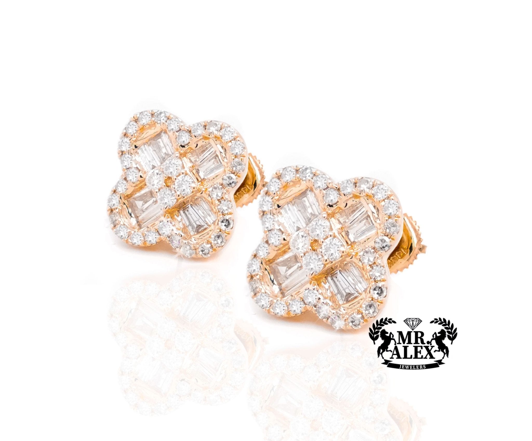 10K Gold Clover Brilliance Diamond Earrings - Mr. Alex Jewelry