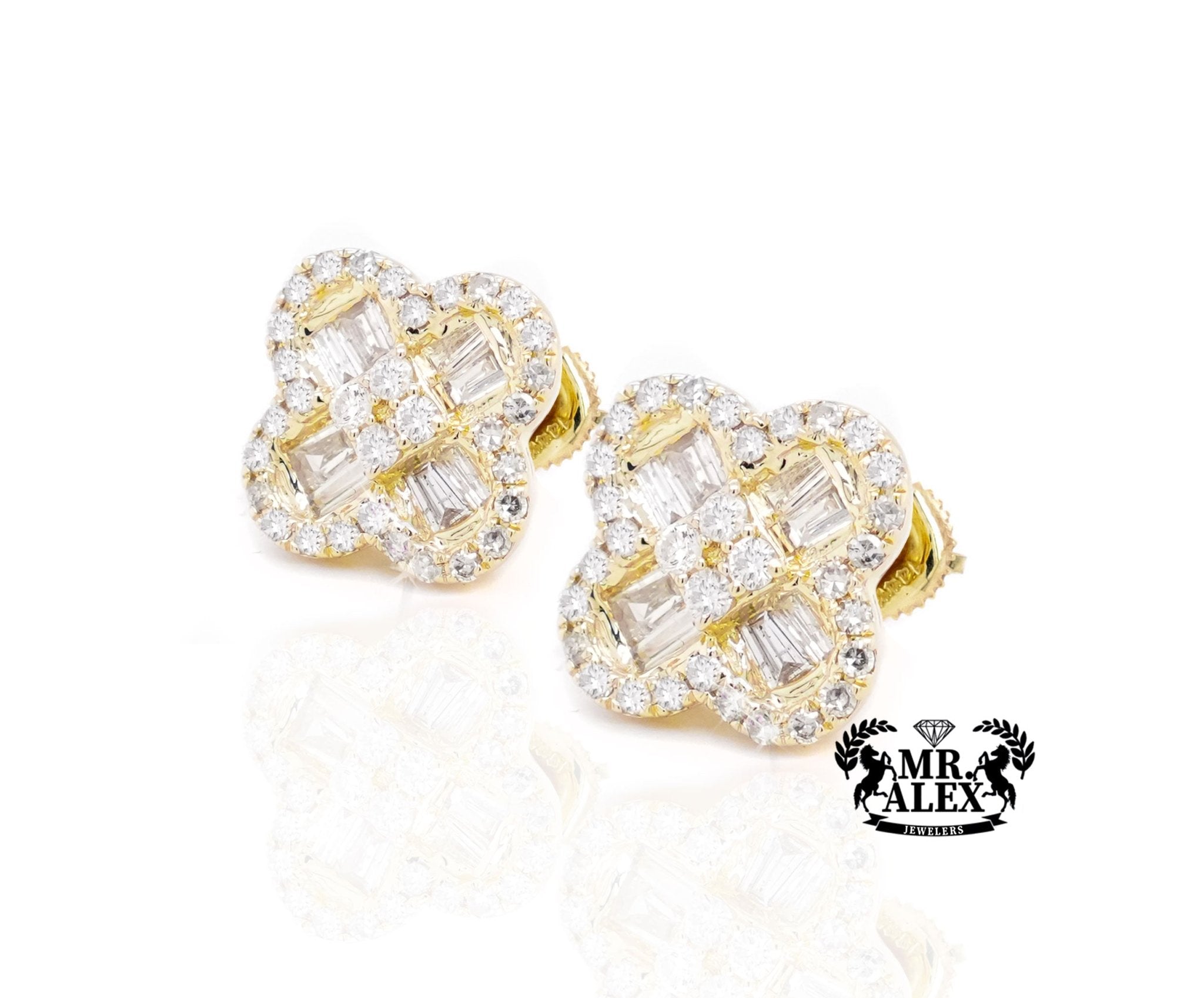 10K Gold Clover Brilliance Diamond Earrings - Mr. Alex Jewelry