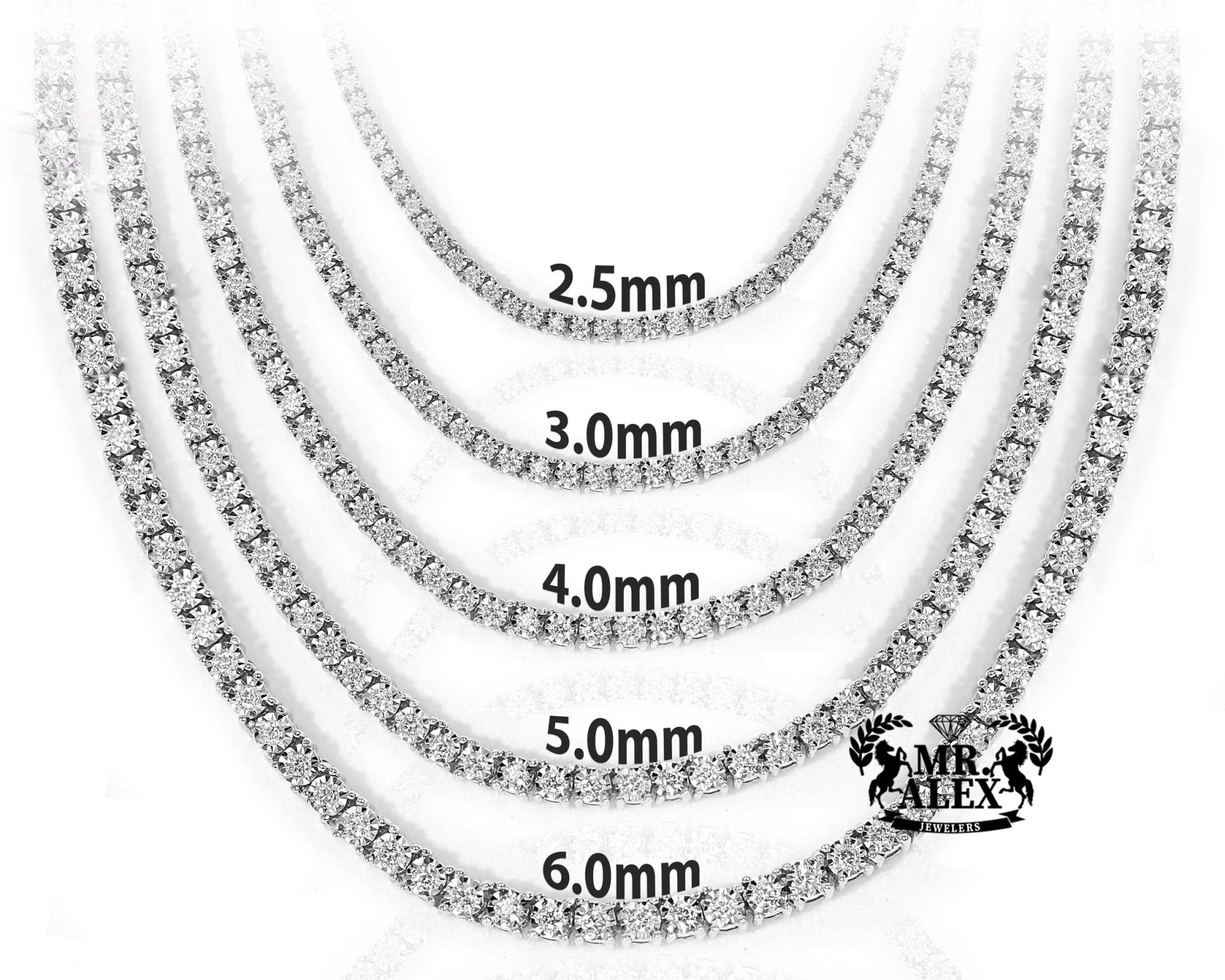 10k Gold Diamond Tennis Chain 2.5mm 1.75ct - Mr. Alex Jewelry