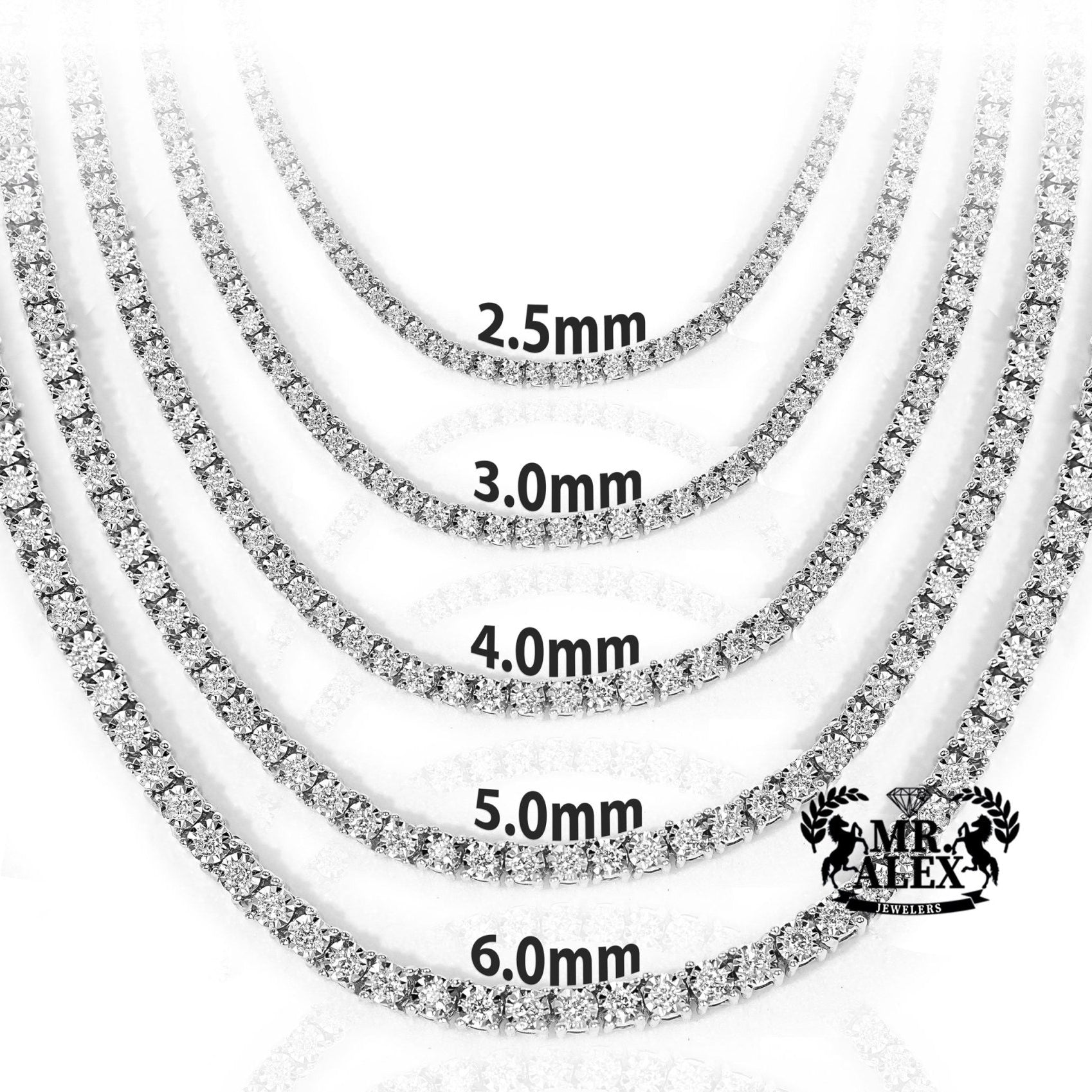 10k Gold Diamond Tennis Chain 2.5mm 1.75ct - Mr. Alex Jewelry
