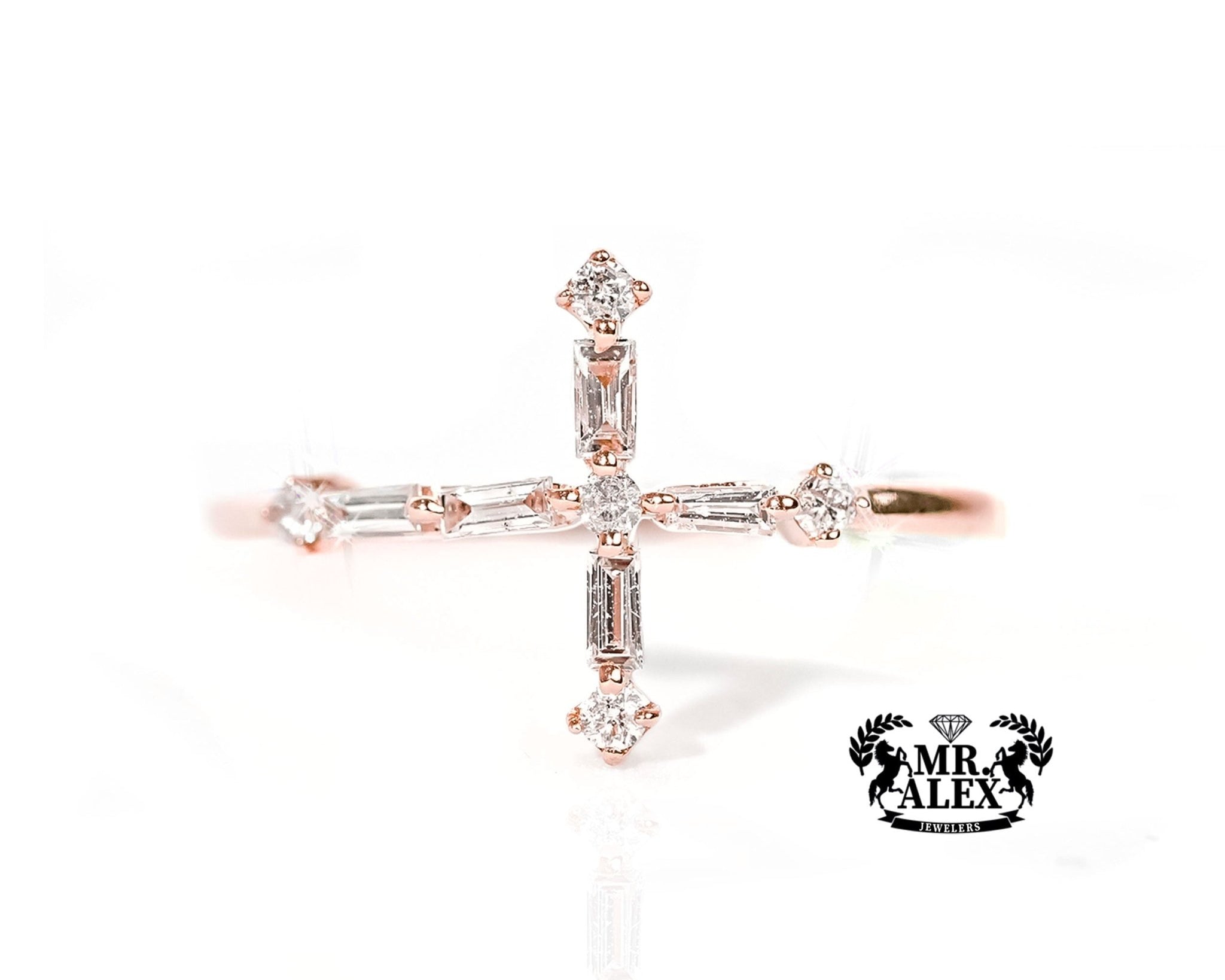 10k Gold Divine Cross Diamond Ring 0.25ct - Mr. Alex Jewelry
