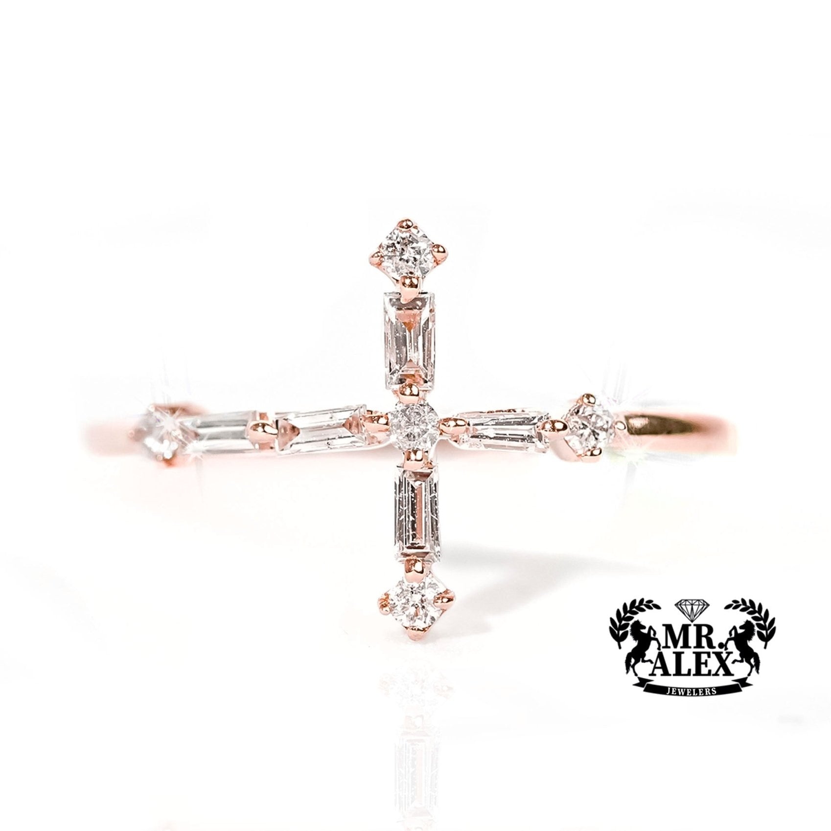10k Gold Divine Cross Diamond Ring 0.25ct - Mr. Alex Jewelry