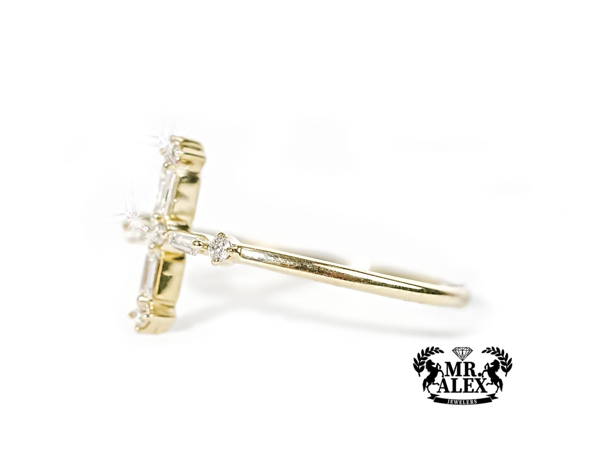 10k Gold Divine Cross Diamond Ring 0.25ct - Mr. Alex Jewelry