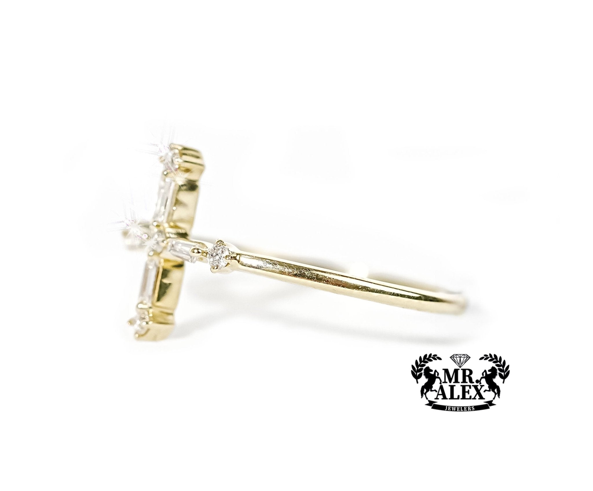 10k Gold Divine Cross Diamond Ring 0.25ct - Mr. Alex Jewelry
