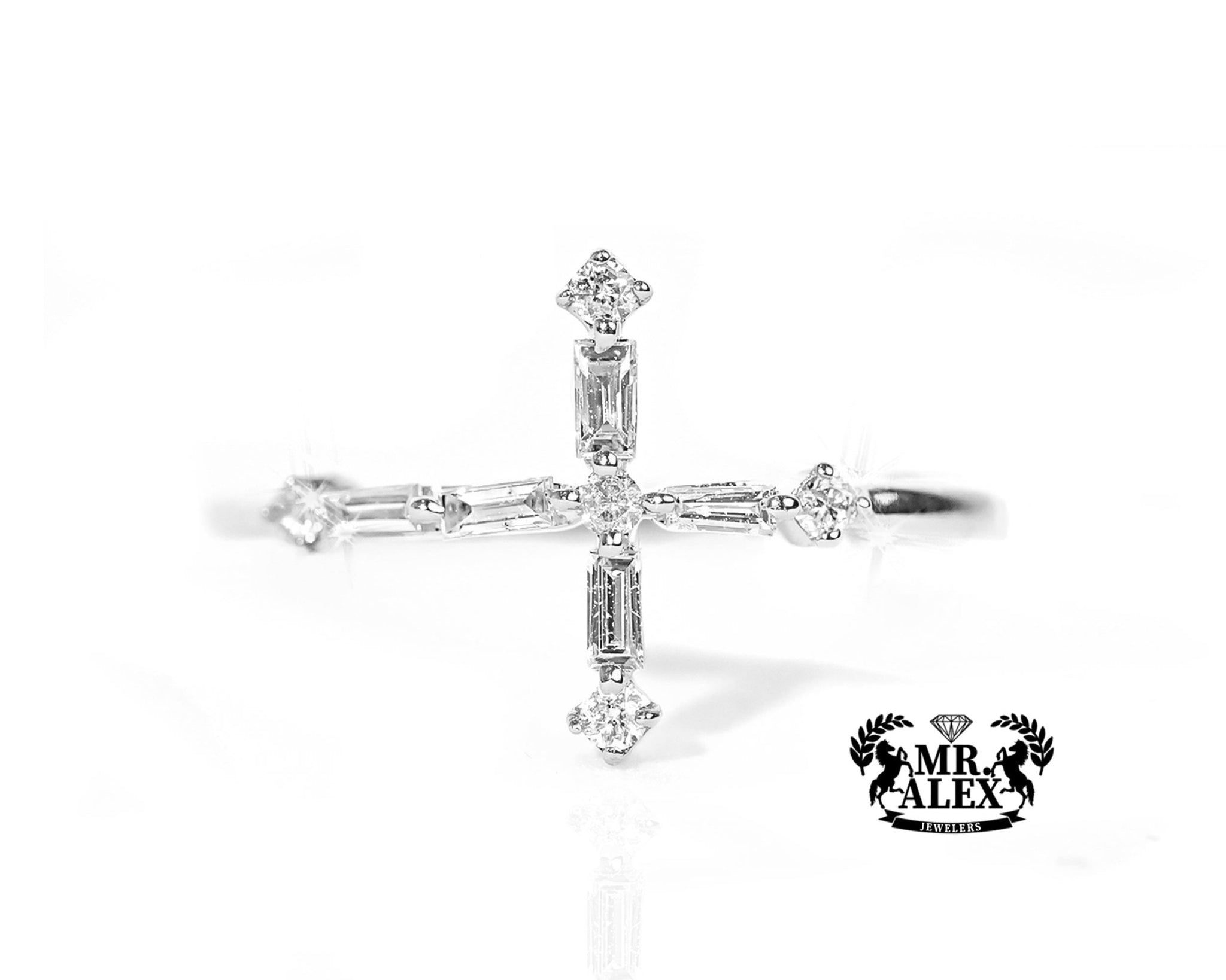 10k Gold Divine Cross Diamond Ring 0.25ct - Mr. Alex Jewelry