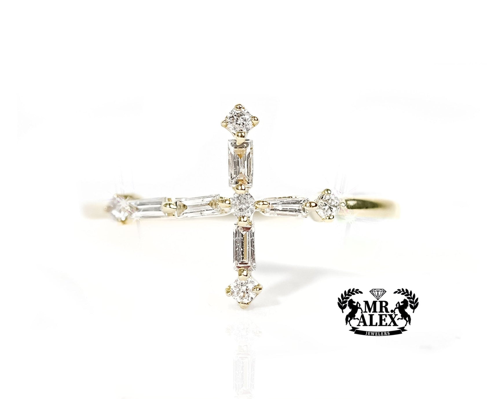 10k Gold Divine Cross Diamond Ring 0.25ct - Mr. Alex Jewelry