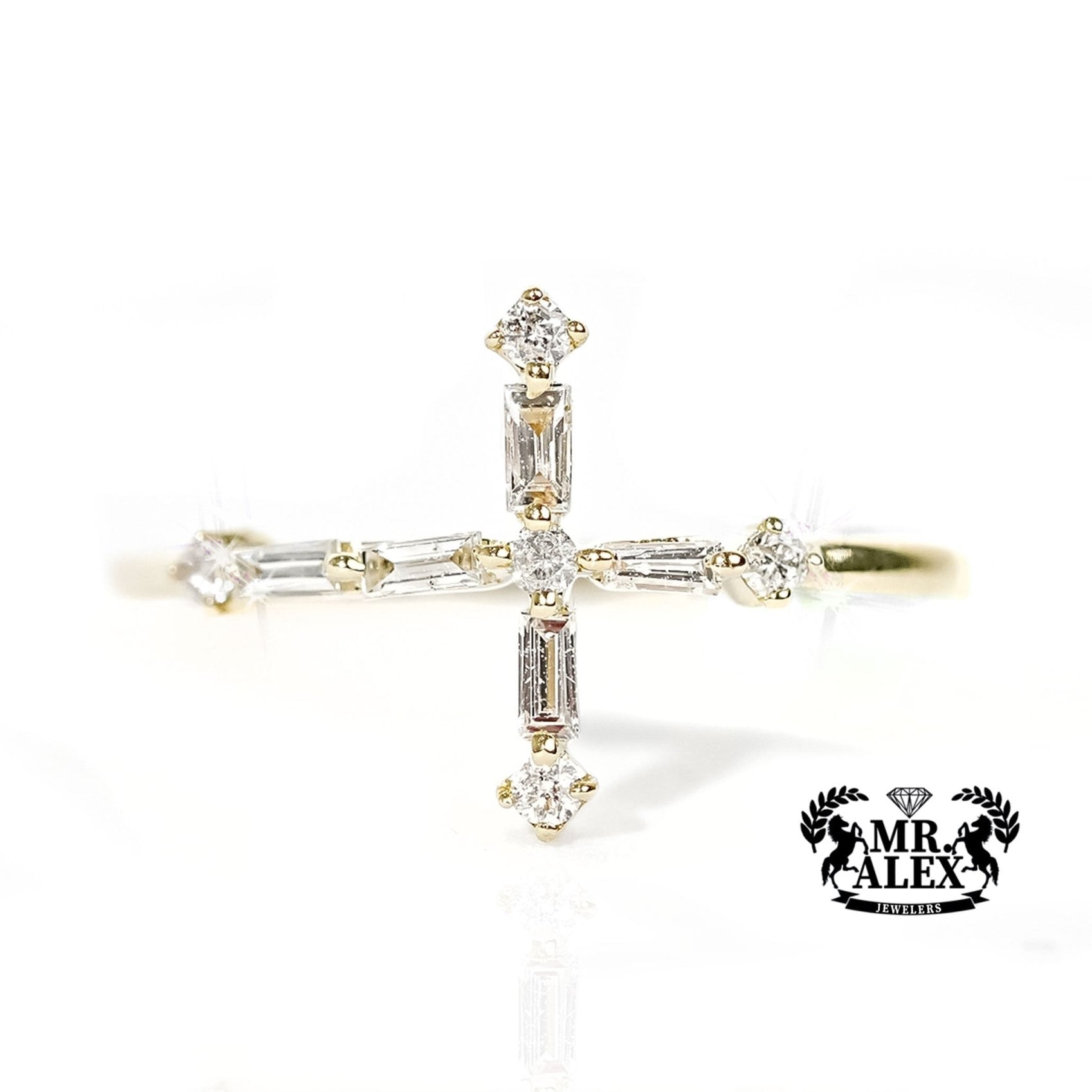 10k Gold Divine Cross Diamond Ring 0.25ct - Mr. Alex Jewelry