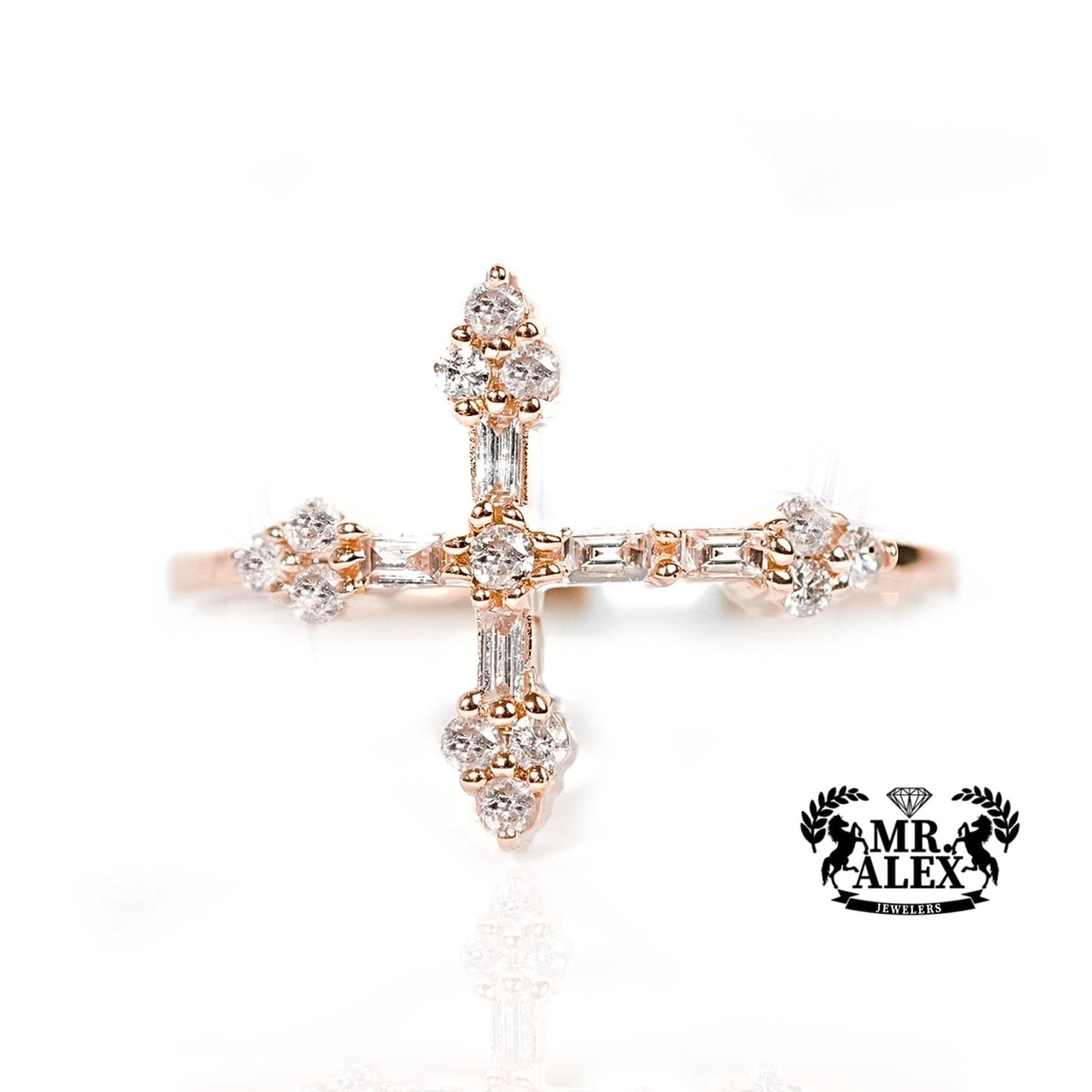 10k Gold Elegant Cross Diamond Ring 0.25ct - Mr. Alex Jewelry