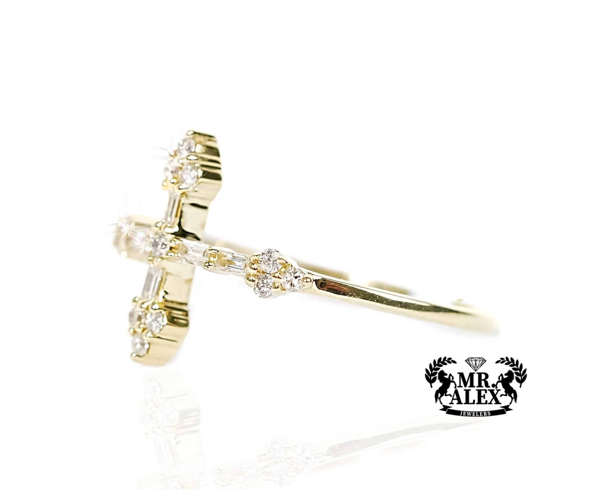 10k Gold Elegant Cross Diamond Ring 0.25ct - Mr. Alex Jewelry