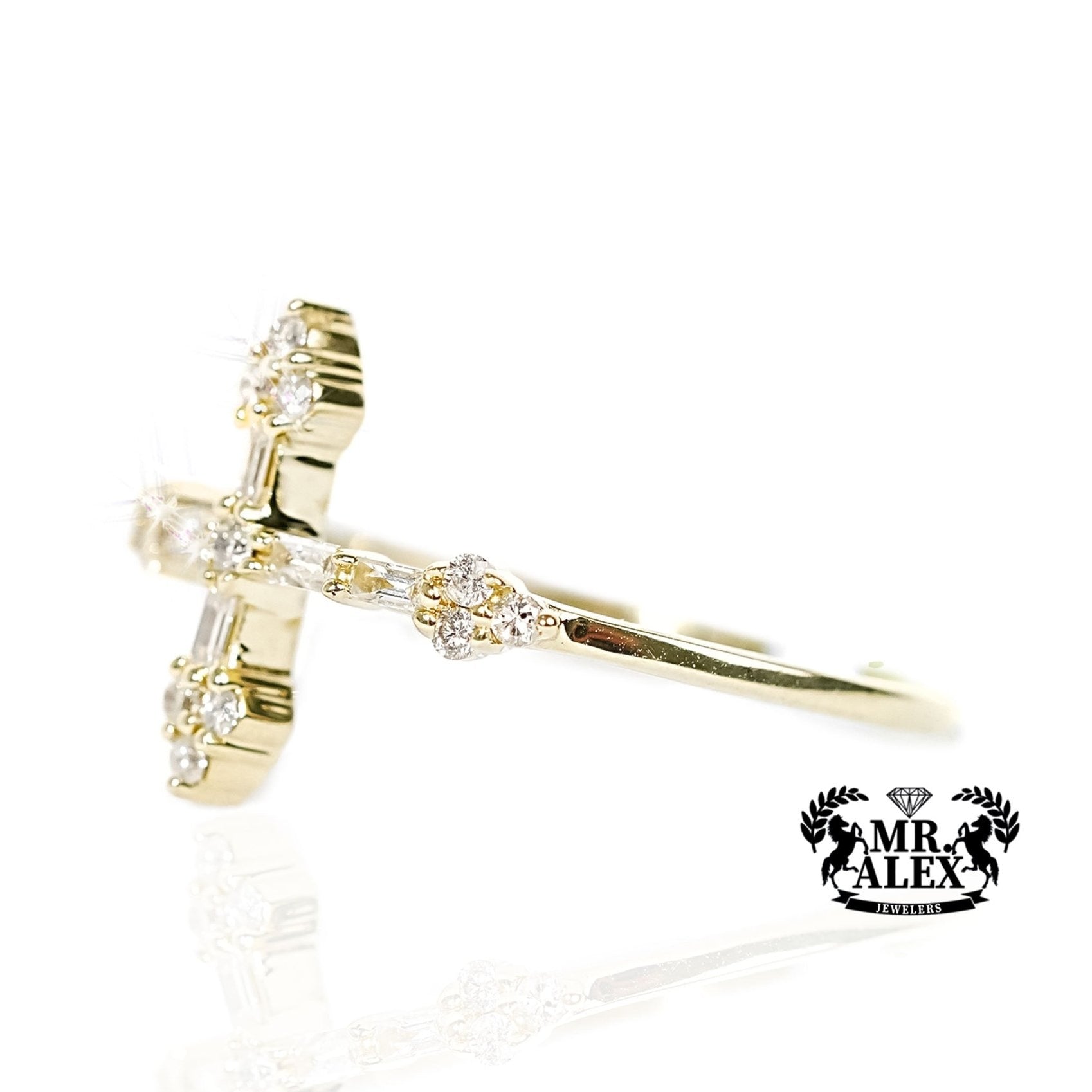 10k Gold Elegant Cross Diamond Ring 0.25ct - Mr. Alex Jewelry