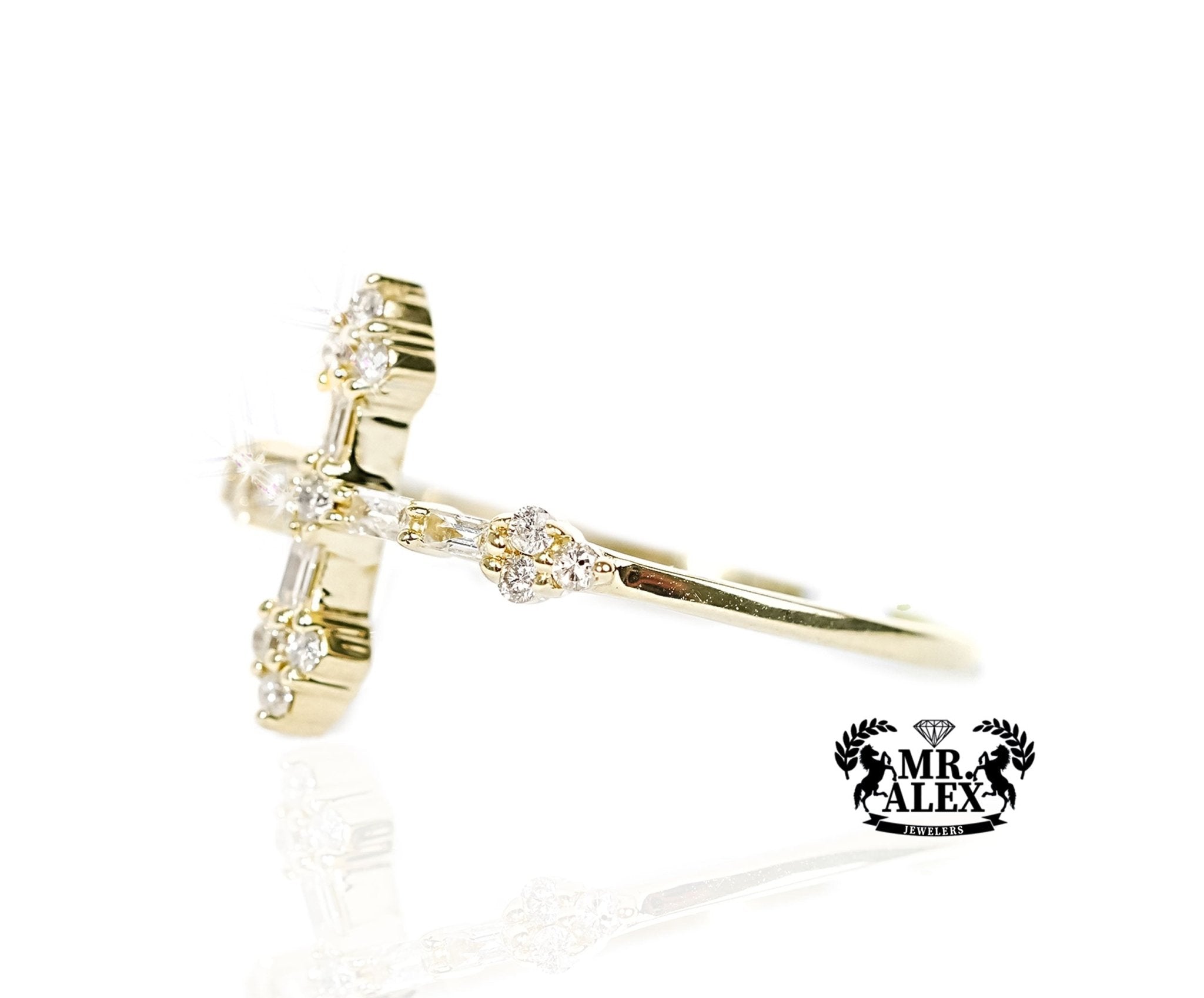 10k Gold Elegant Cross Diamond Ring 0.25ct - Mr. Alex Jewelry