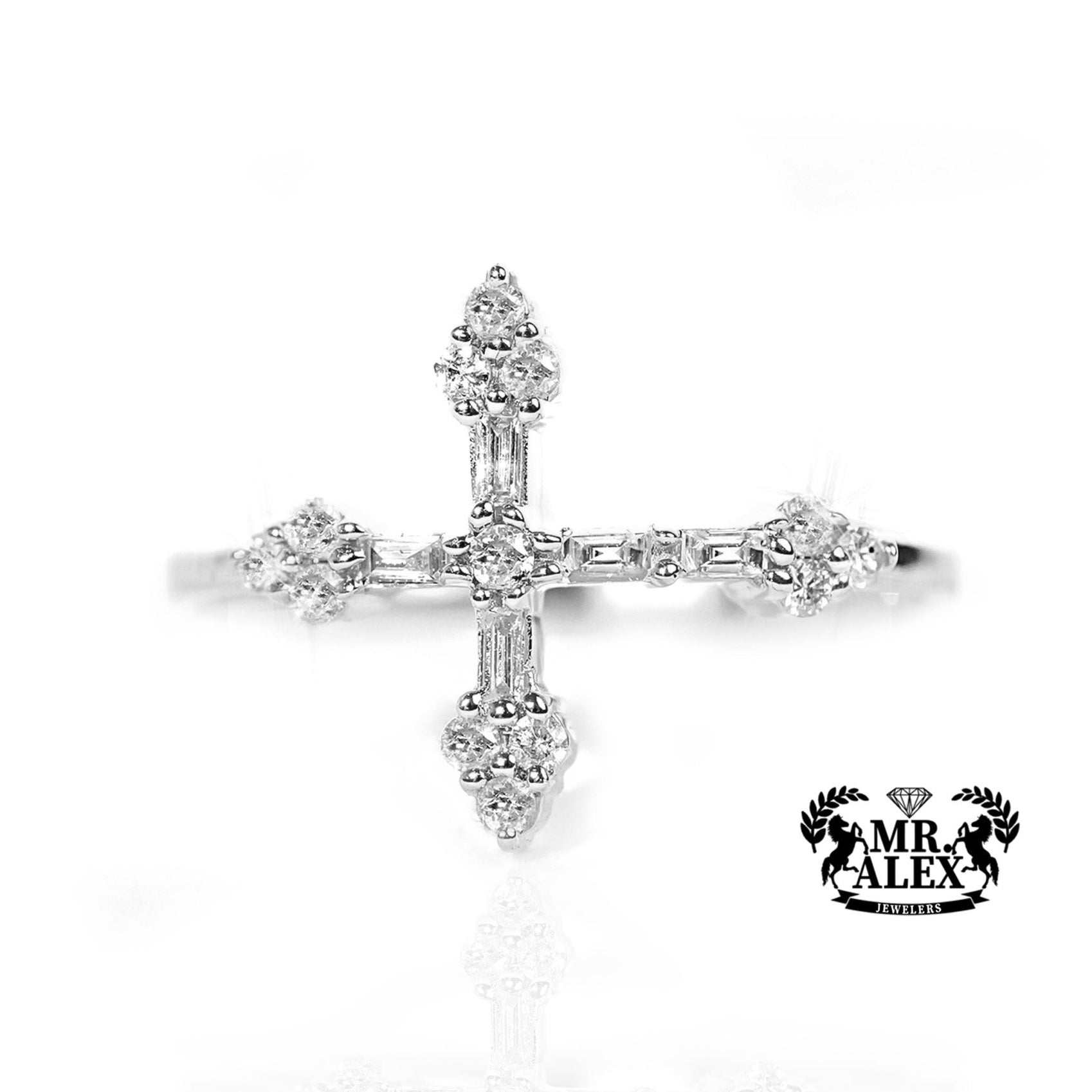 10k Gold Elegant Cross Diamond Ring 0.25ct - Mr. Alex Jewelry