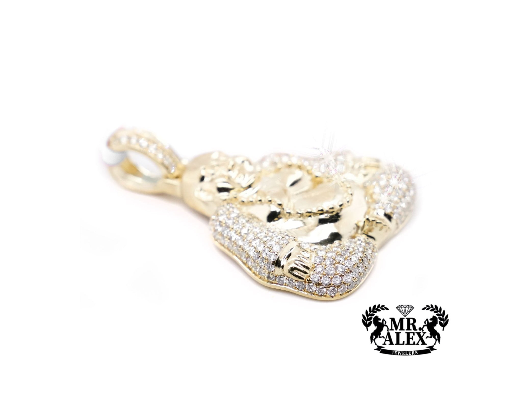 10K Gold Enlightened Buddha Pendant with 2.05 ct - Mr. Alex Jewelry