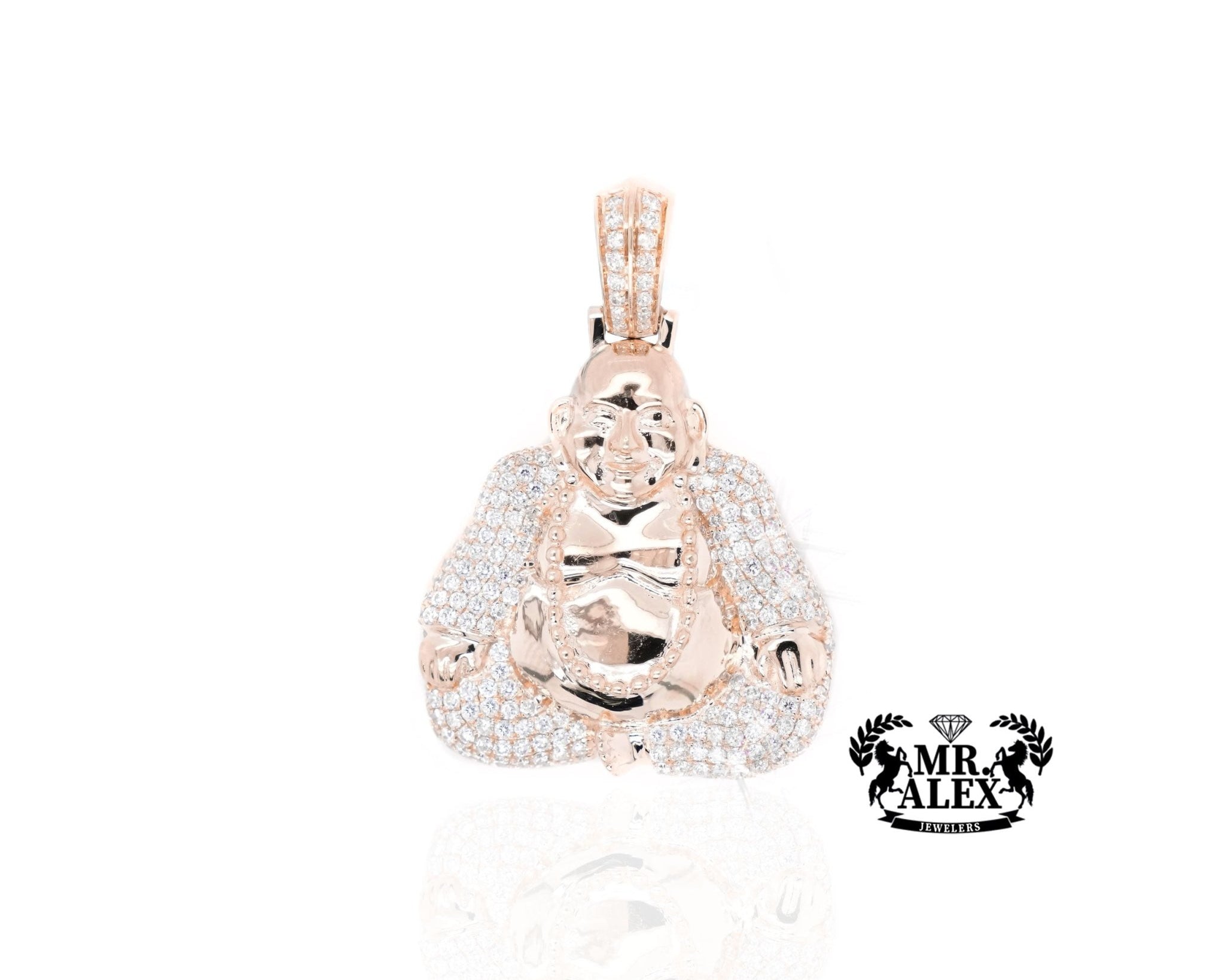 10K Gold Enlightened Buddha Pendant with 2.05 ct - Mr. Alex Jewelry