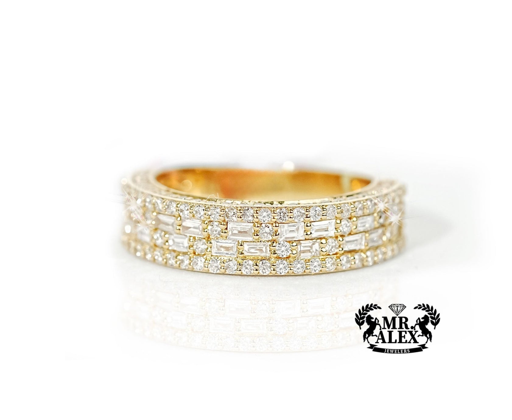 10k Gold Glimmering Rows Diamond Ring 1.25ct - Mr. Alex Jewelry